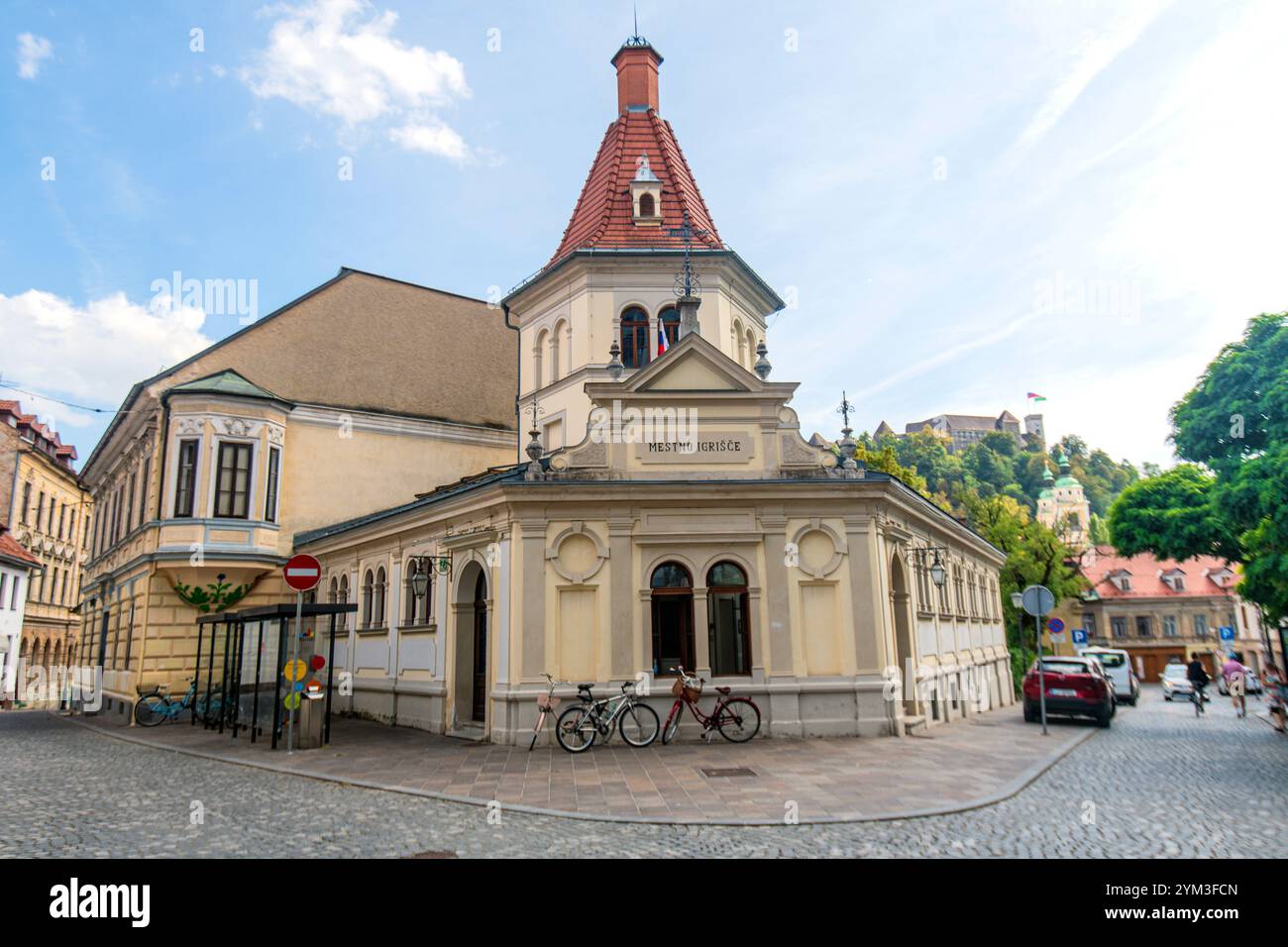 Centro storico di Lubiana: Mestno igrisce. Slovenia Foto Stock