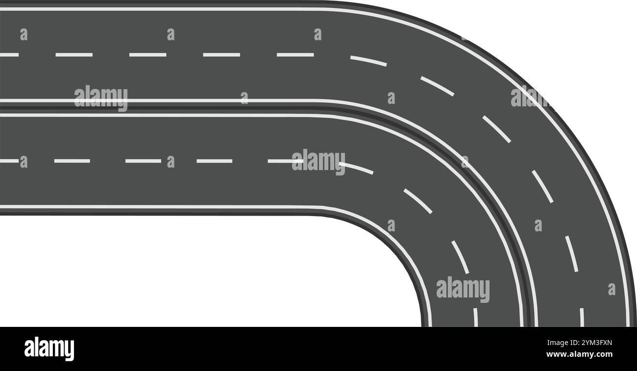 Le strade curvilinee simboleggiano i viaggi e i viaggi, offrendo libertà e mobilità. Gira e gira, guida verso nuove destinazioni Illustrazione Vettoriale