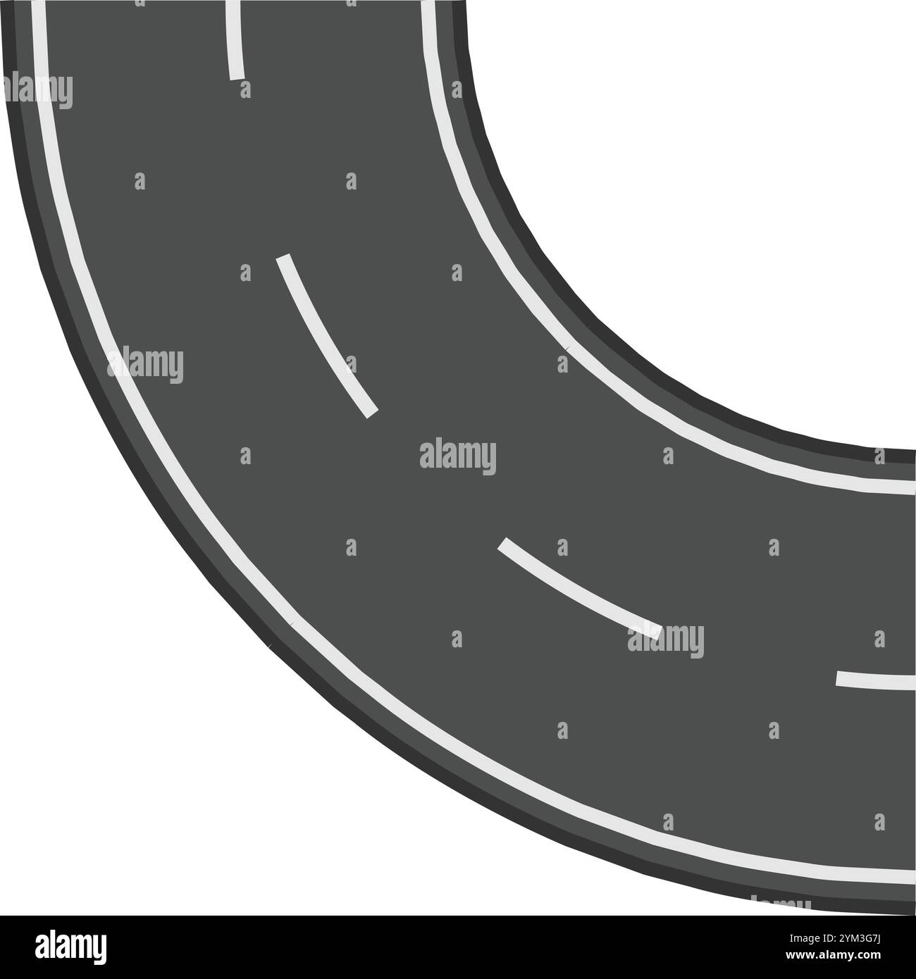 La strada tortuosa con divisori di corsia bianchi crea un senso di viaggio e direzione, simboleggiando il movimento e il trasporto. Perfetto per l'illustrazione Illustrazione Vettoriale