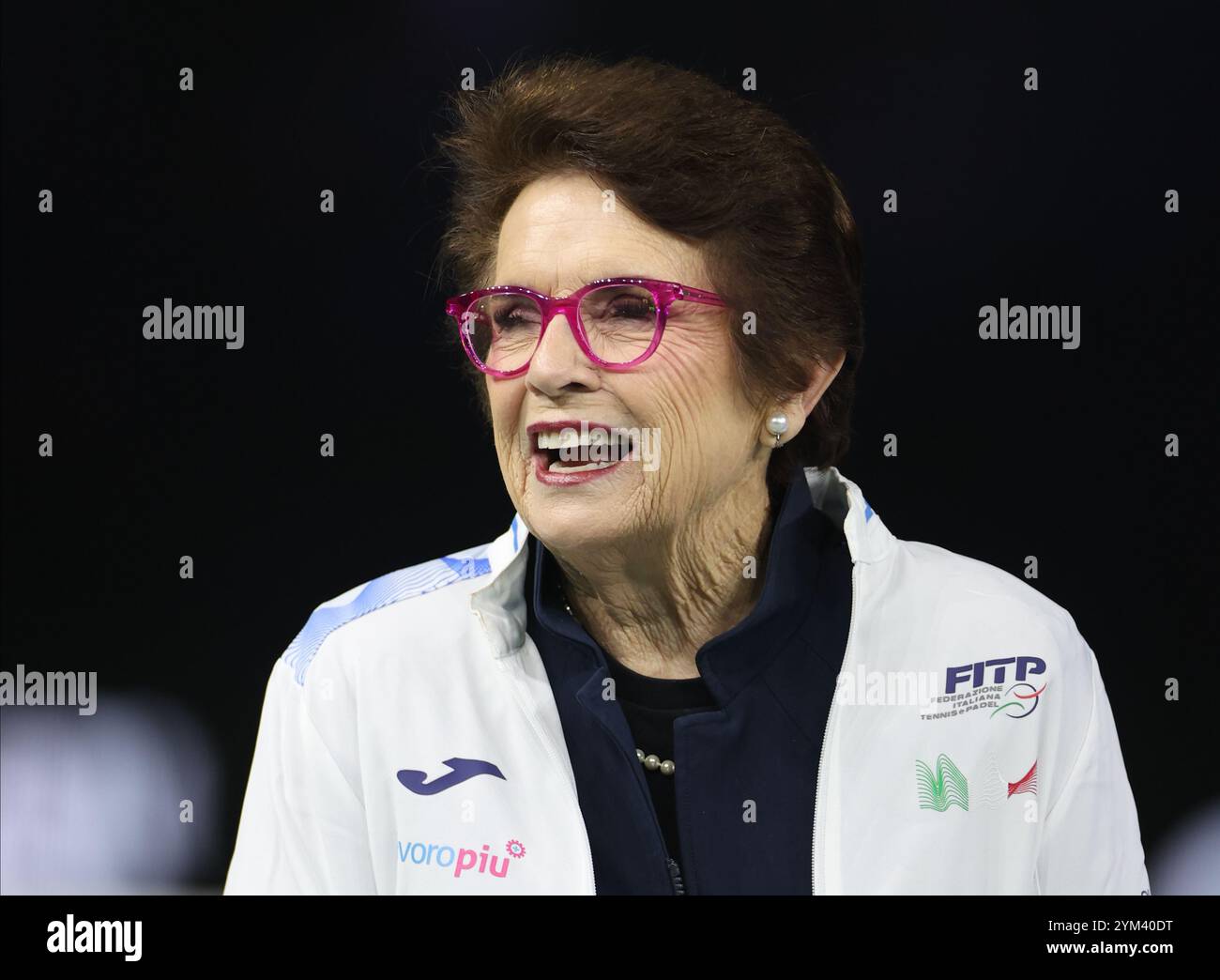 Malaga, Spagna. 20 novembre 2024. Billie Jean King durante la cerimonia di vittoria della finale della Billie Jean King Cup, al Palacio de Deportes Jose Maria Martin Carpena Arena di Malaga. Crediti: Isabel Infantes/Alamy Live News Foto Stock