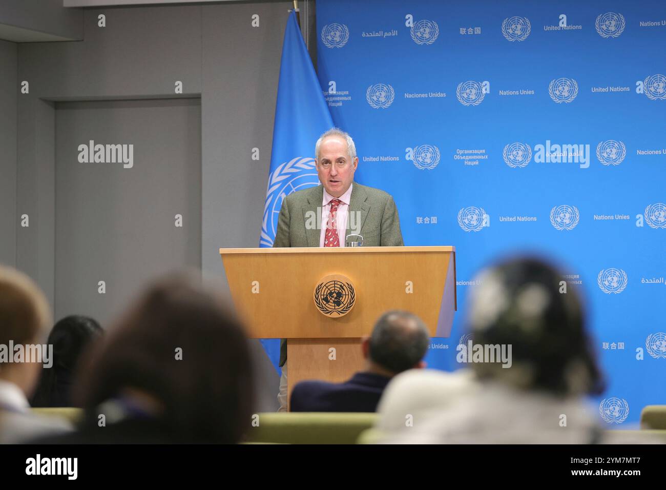 New York, USA, 20 novembre 2024: Stephane Dujarric portavoce del Segretario generale durante il suo Daily PressBrifing Today all'UNHQ di New York. Foto: Luiz Rampelotto/EuropaNewswire Foto Stock