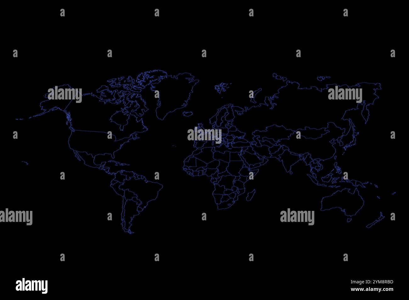 Mappa del mondo con linee blu Foto Stock