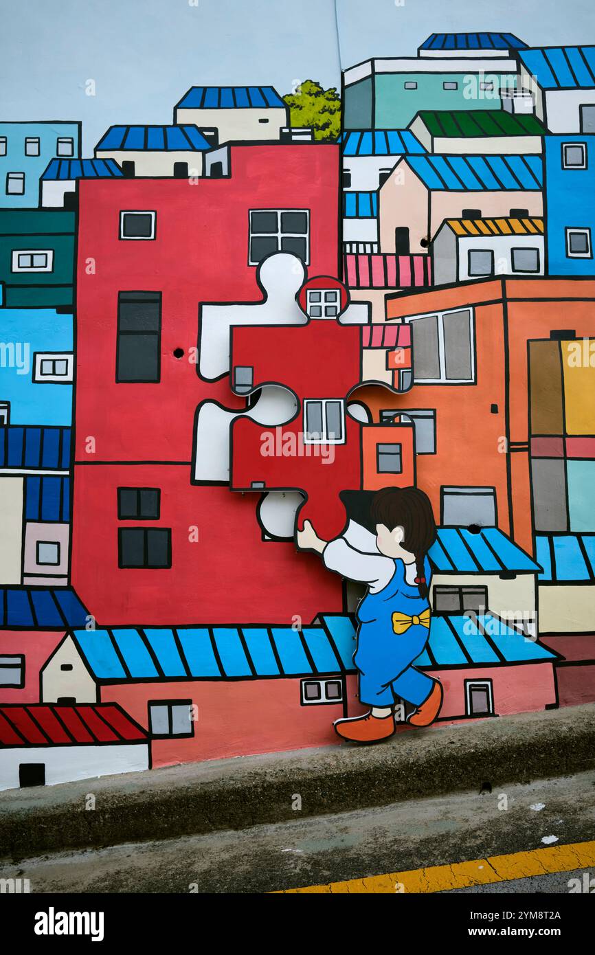2024 settembre, murale al Gamcheon Culture Village di Busan, Corea del Sud Foto Stock