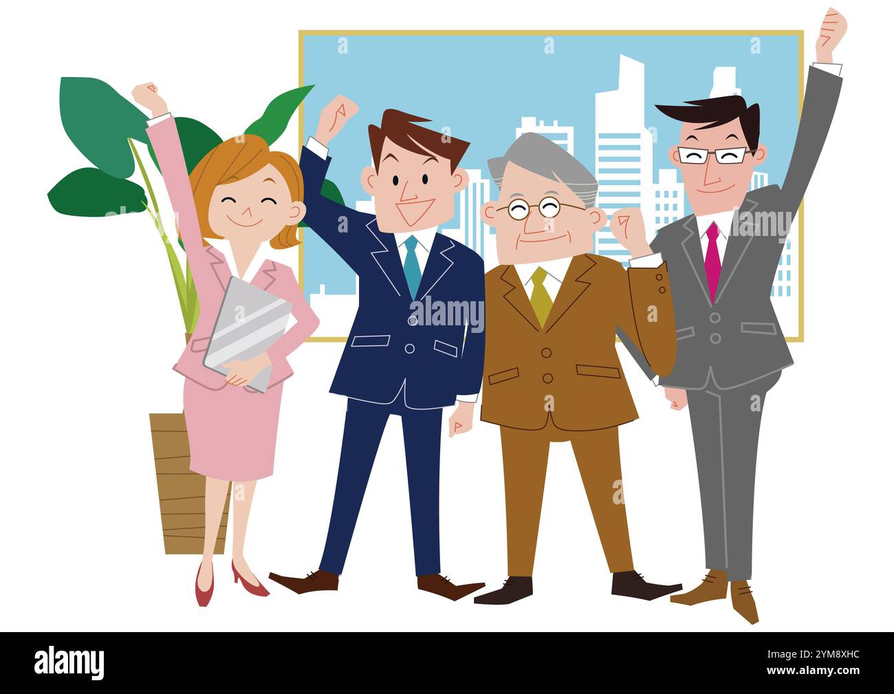 Uomini d'affari e donne d'ufficio che fingono con le palle Foto Stock