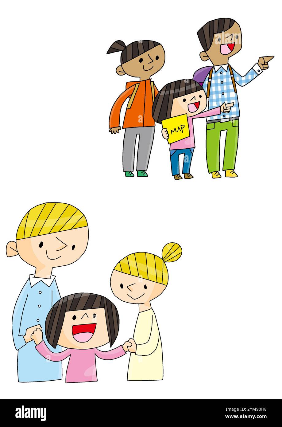 Lingua straniera insegnamento conversazione inglese ragazza dare indicazioni a uno straniero Foto Stock