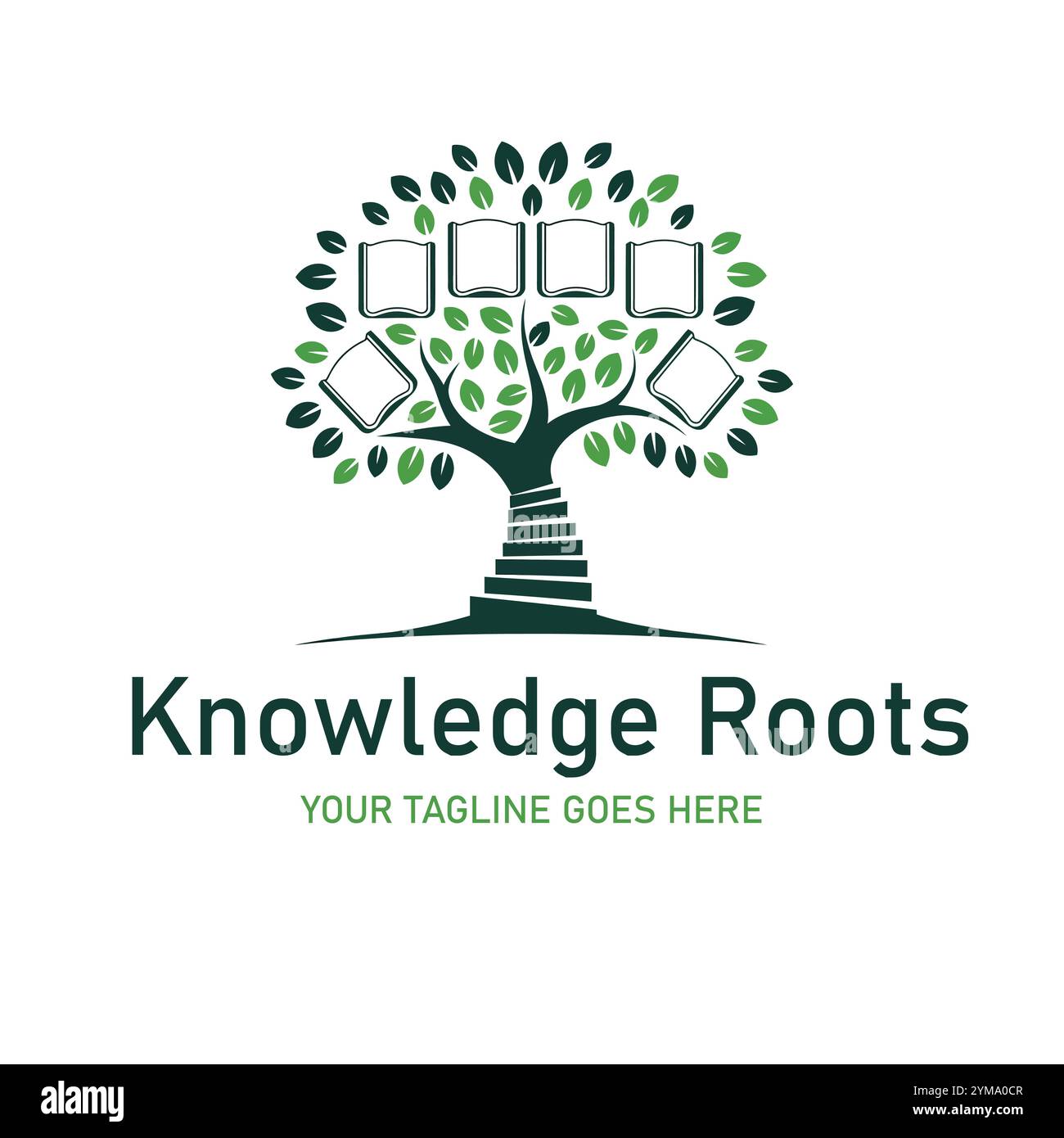 Progettazione del logo Knowledge Tree, Logo Education, logo Tree, logo Wisdom, logo di crescita, logo formativo, logo accademico, logo Knowledge, Design logo natura, logo Illustrazione Vettoriale