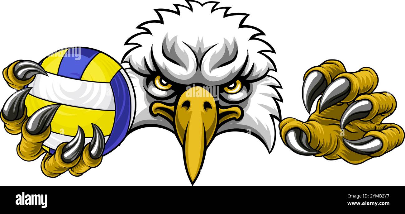 Eagle Hawk Bird Volley Volley Mascotte Illustrazione Vettoriale
