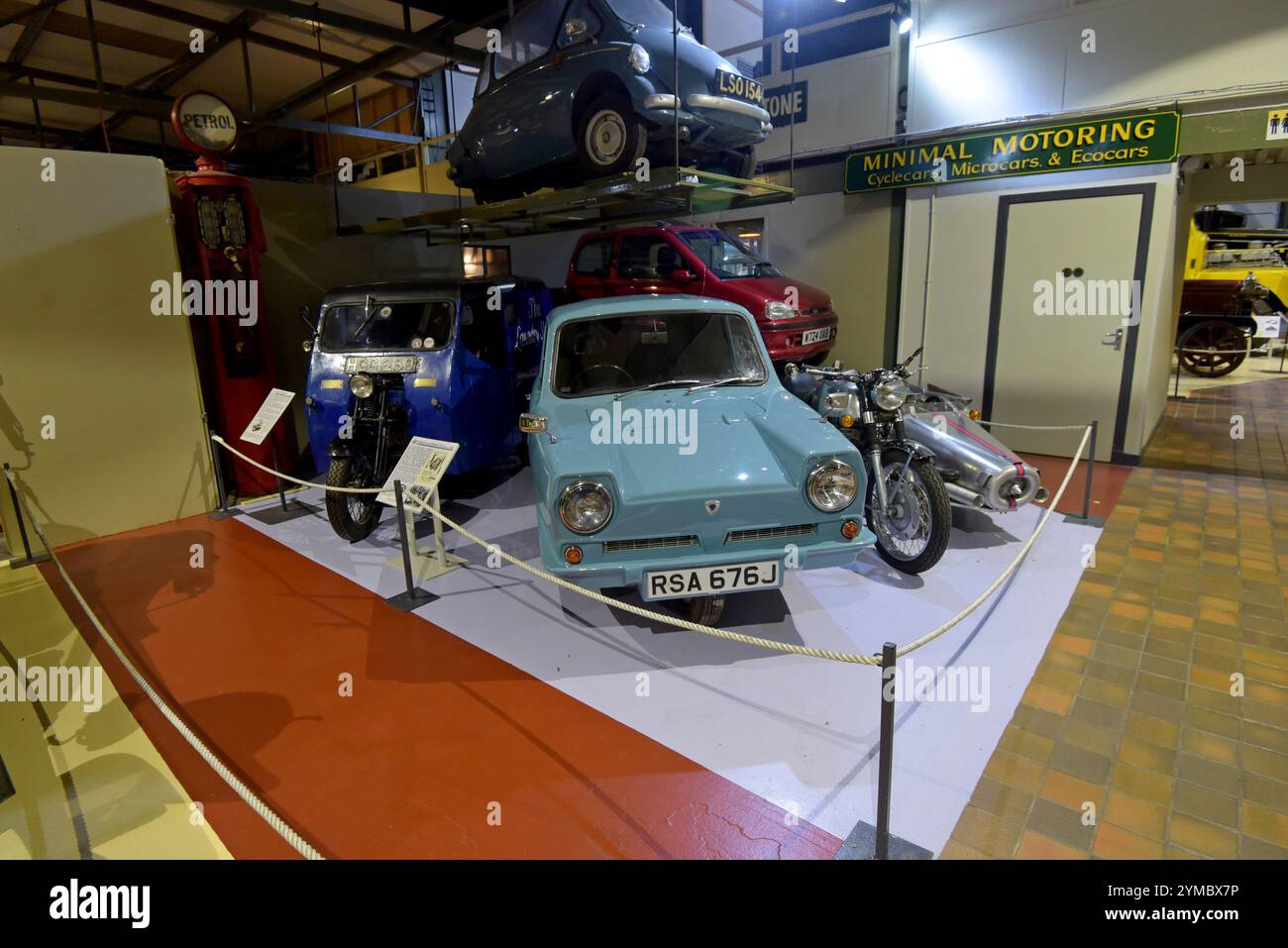 Mostra di veicoli a tre ruote al Grampian Transport Museum, Alford, Scozia, giugno 2024 Foto Stock