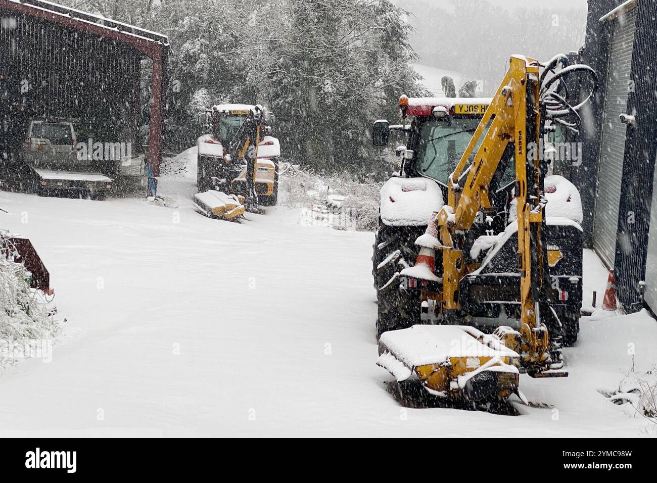 Doddiscombsleigh, Devon, Regno Unito. 21 novembre 2024. Meteo Regno Unito: Neve a Doddiscombsleigh, Teign Valley, Devon. Crediti: Nidpor/Alamy Live News Foto Stock