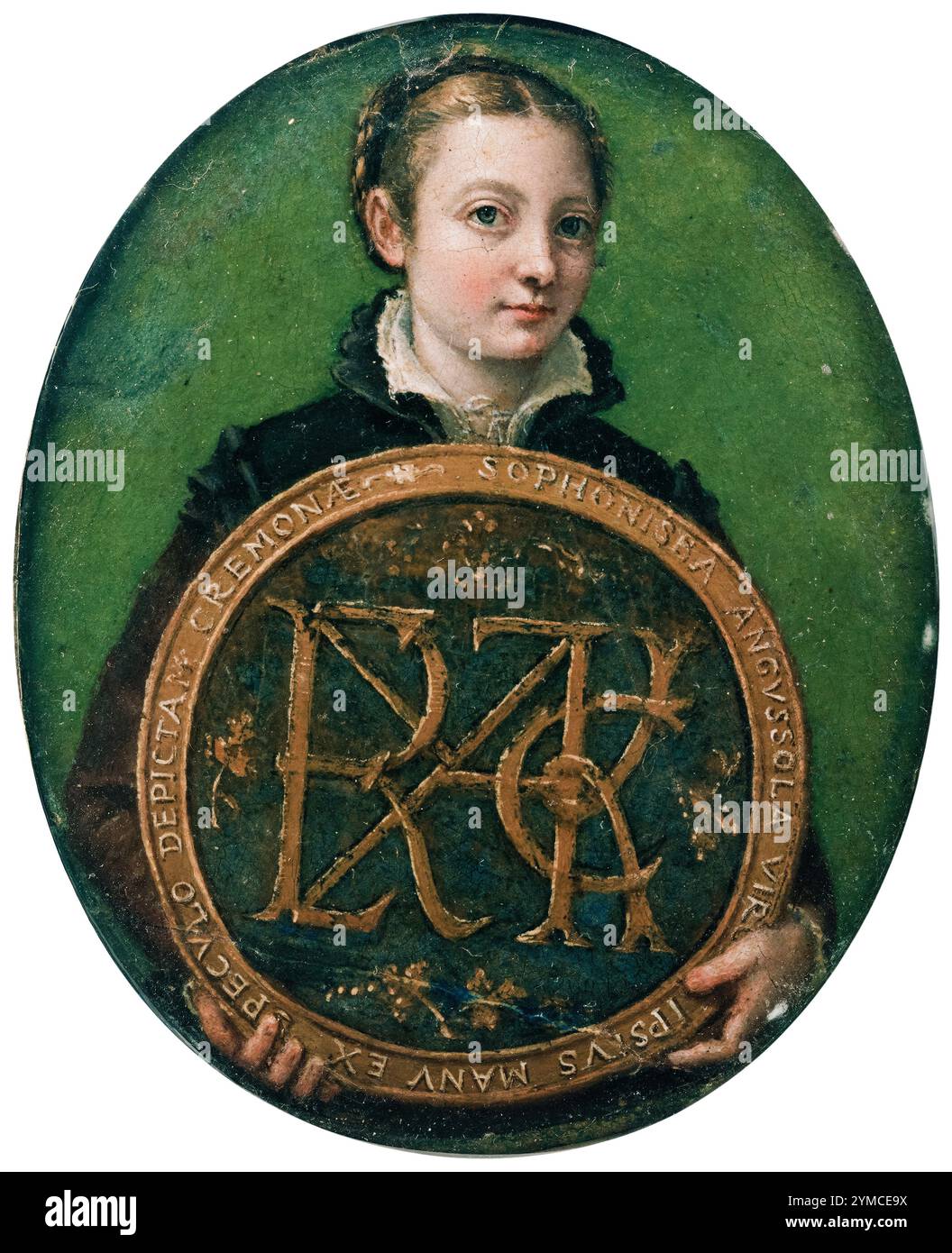 Sofonisba Anguissola (1532-1625), autoritratto in miniatura a olio su pergamena circa 1556 Foto Stock