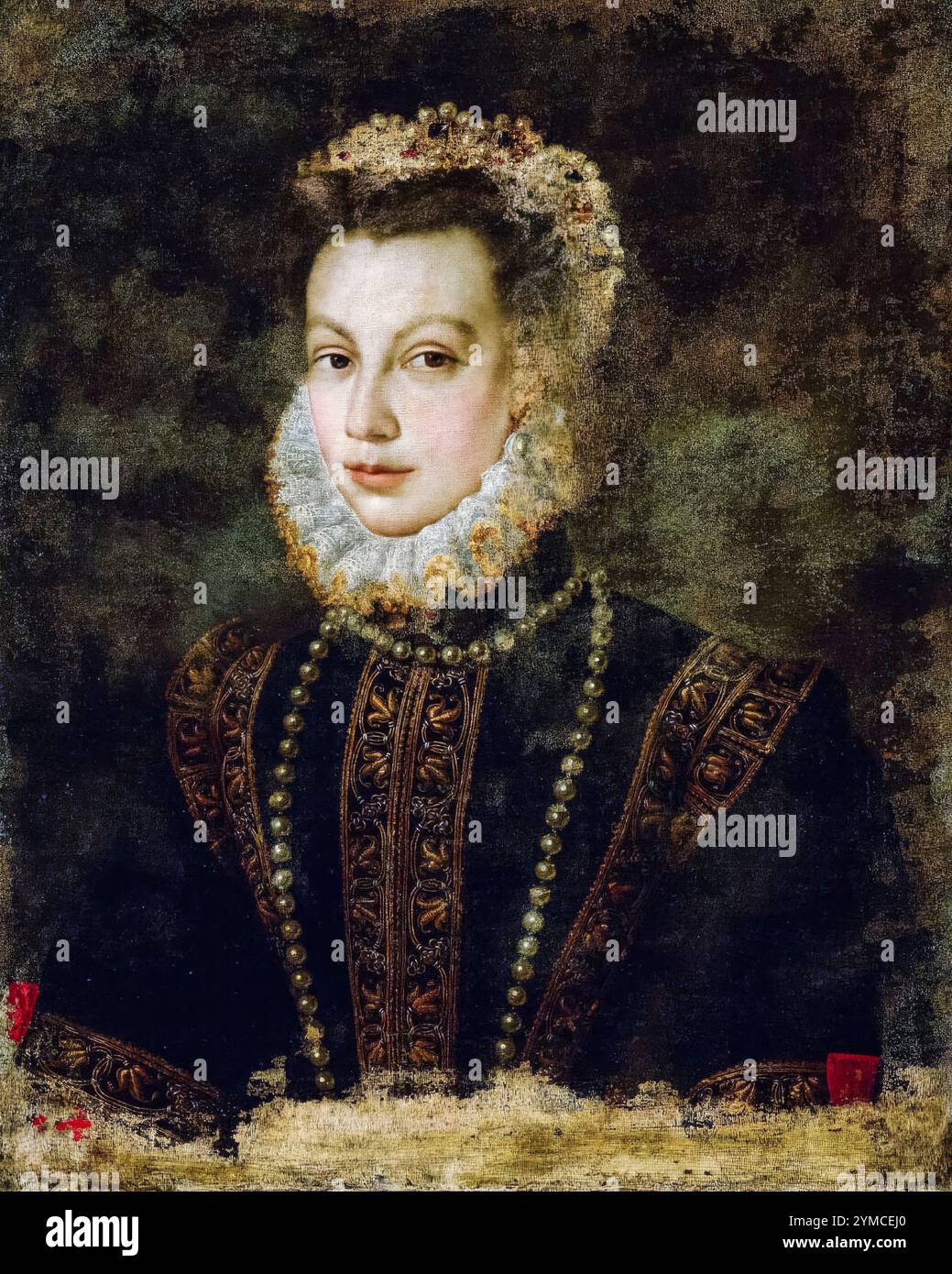 Elisabetta di Francia, alias Elisabetta di Valois (1546-1568), regina di Spagna come terza moglie di Filippo II di Spagna, ritratto a olio su tela di Sofonisba Anguissola, circa 1599 Foto Stock