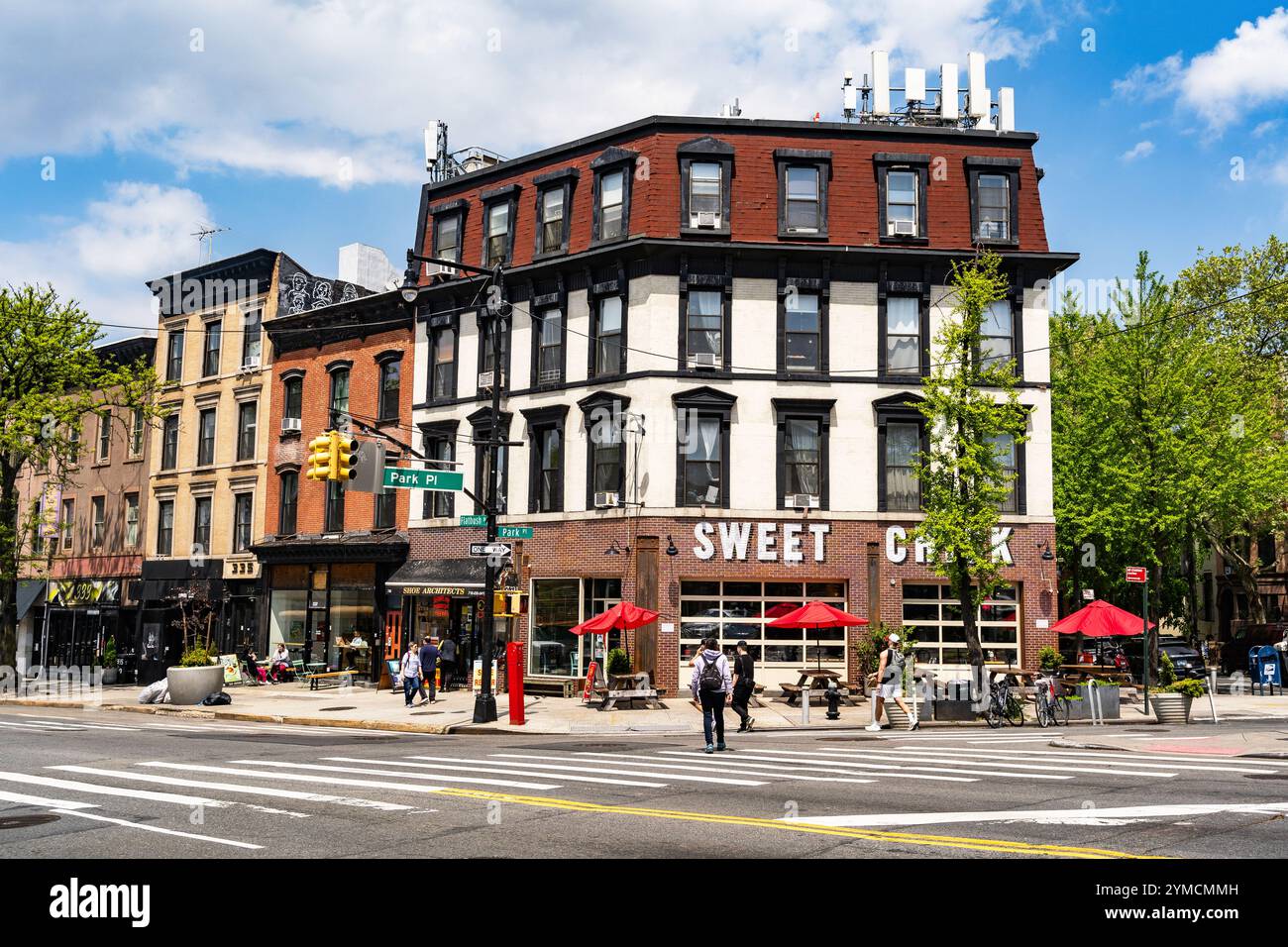 Vecchi edifici a Brooklyn, New York. STATI UNITI Foto Stock