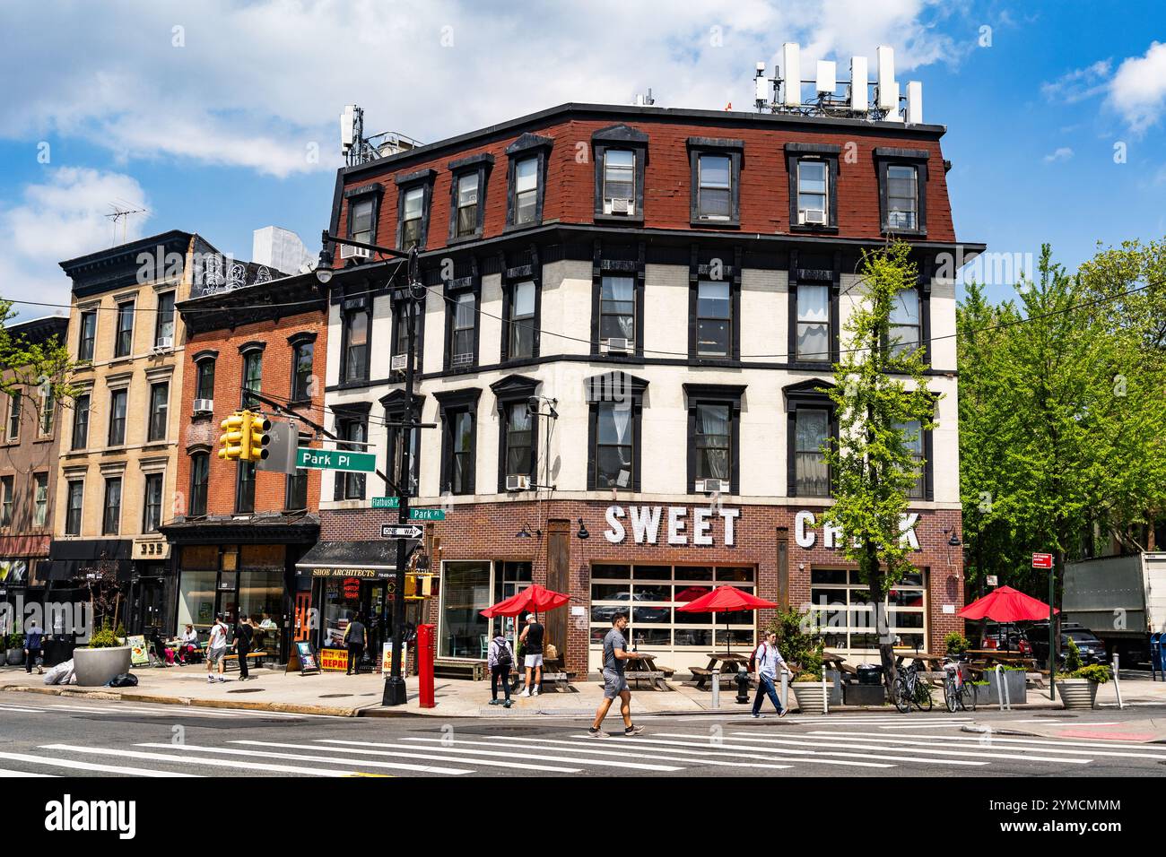 Vecchi edifici a Brooklyn, New York. STATI UNITI Foto Stock