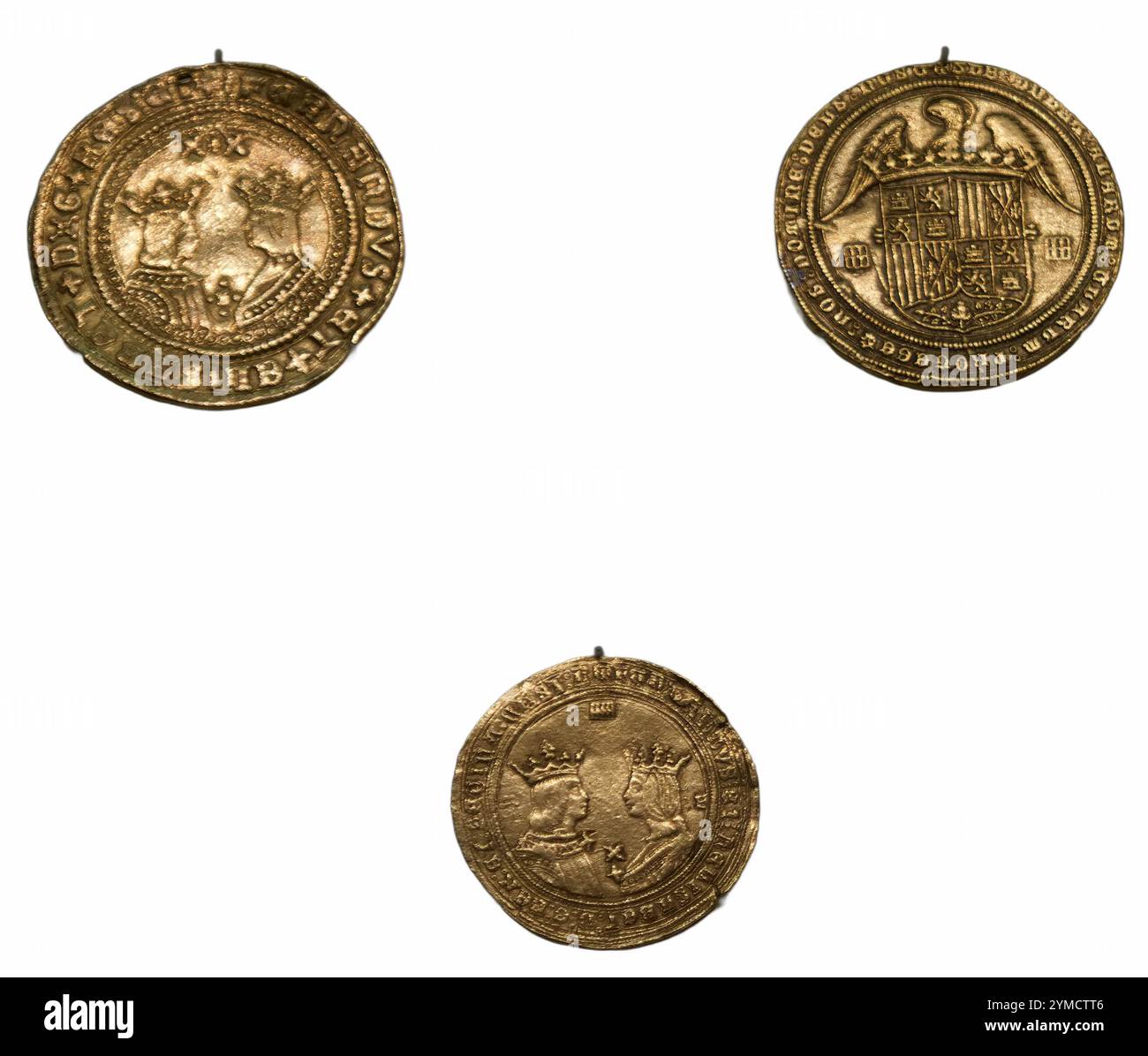 soldi vecchi mezzi di pagamento monete antiche fatte d'oro Foto Stock