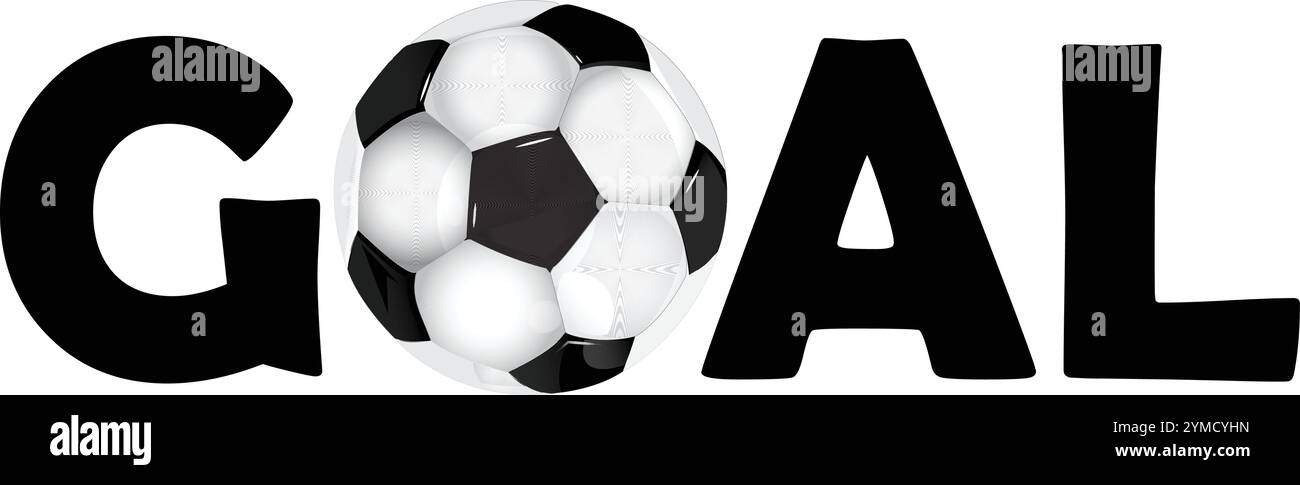Parola Goal e lettera o come pallone da calcio con sfondo bianco Transparennt Illustrazione Vettoriale