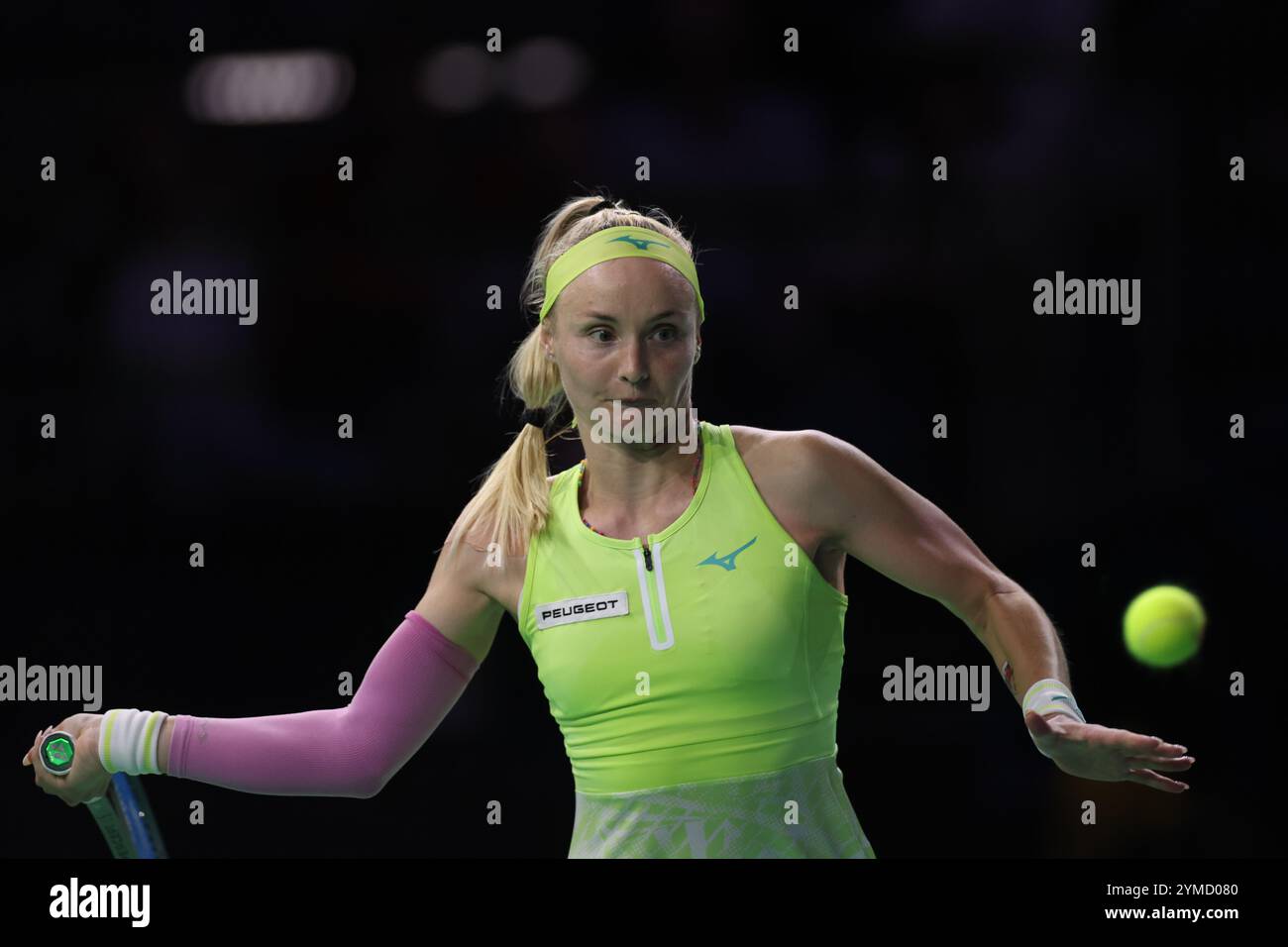 Malaga, Spagna. 20 novembre 2024. Rebecca Sramkova, Slovacchia, in azione contro Jasmine Paolini, dell'Italia, durante la finale della Billie Jean King Cup, al Palacio de Deportes Jose Maria Martin Carpena Arena di Malaga. Crediti: Isabel Infantes/Alamy Live News Foto Stock