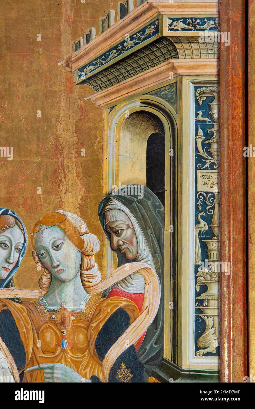 Nocera Umbra. Pinacoteca Comunale. Matteo da Gualdo. Incontro di Gioacchino e Anna alla porta Aurea. (Realizzato durante il Pontificato di Alessandro vi Borgia (1492-1503) Tempera su legno Foto Stock