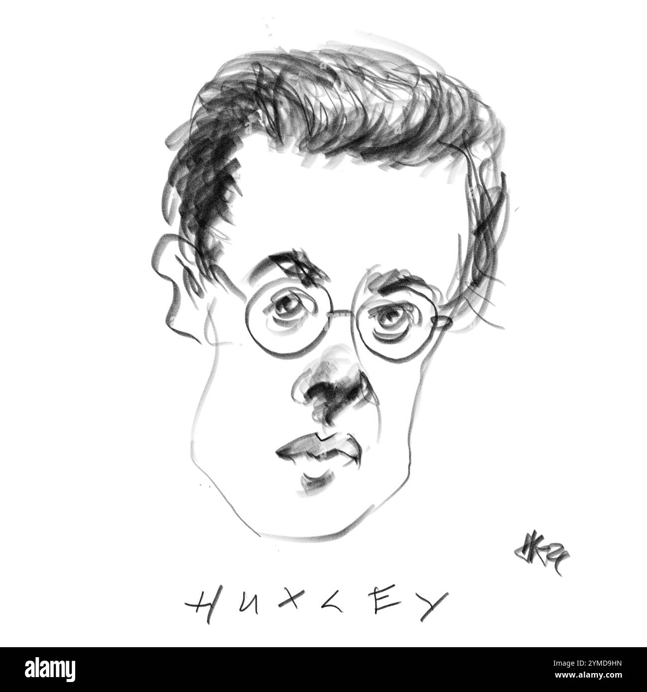 Ritratto a matita di Aldous Huxley Foto Stock