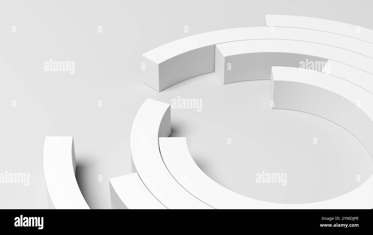 Sfondo bianco dei cerchi astratti. Big data. Concetto tecnologico del futuro. Geometrico. illustrazione 3d. Foto Stock