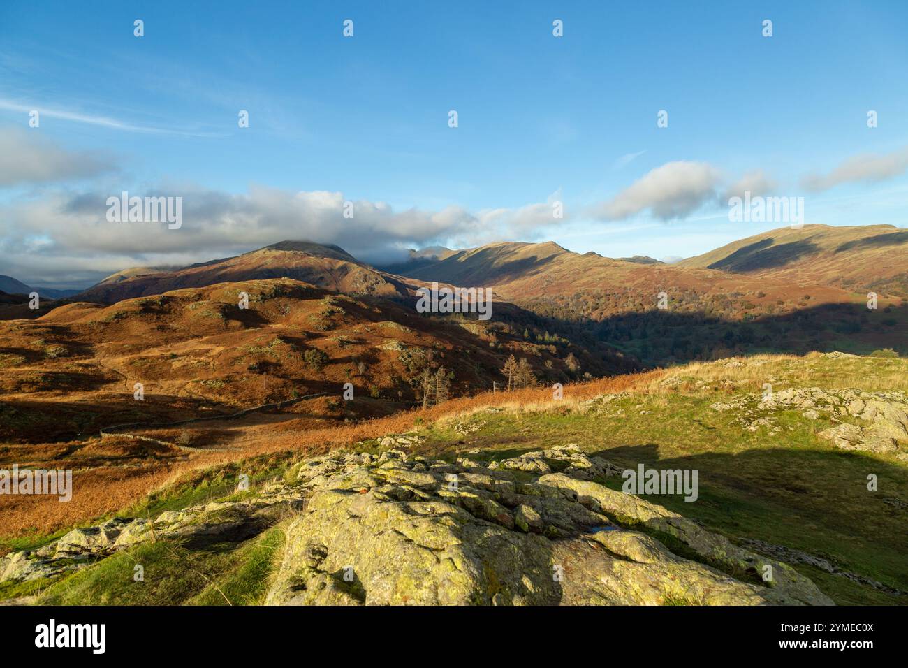 Fairfield Horseshoe da Loughrigg Fell, Lake District National Park, Cumbria, Inghilterra, Regno Unito Foto Stock