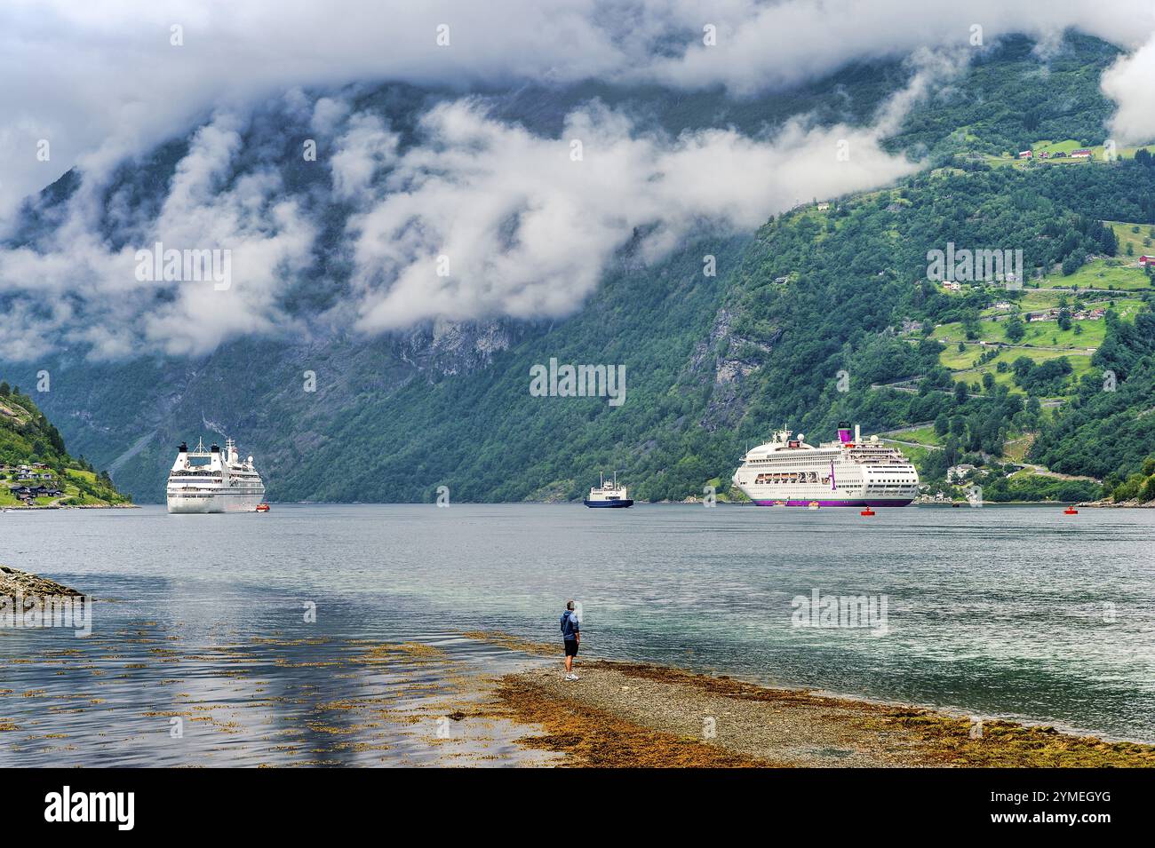 Geirangerfjord, Geiranger, More og Romsdal County, Norvegia, Europa Foto Stock