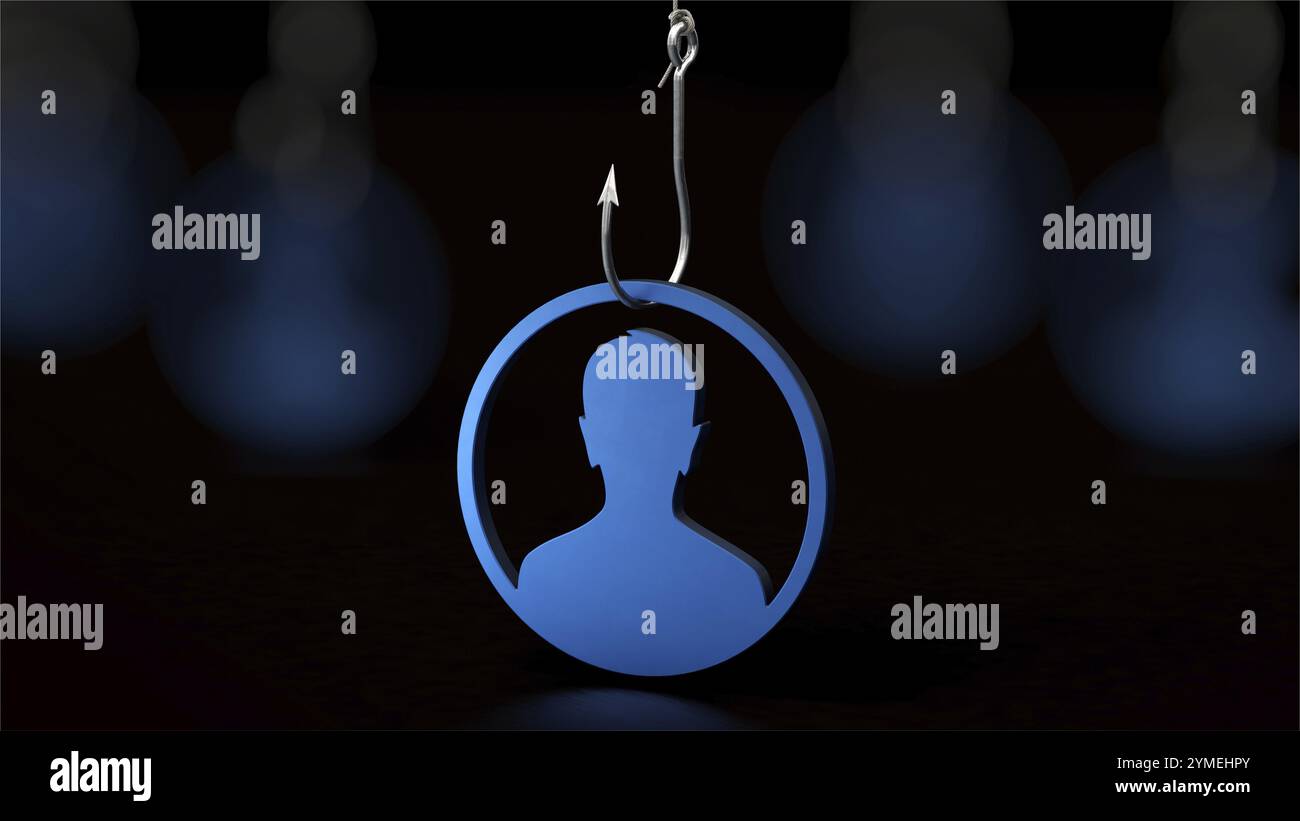 Immagine simbolica in materia di furto di dati, hacking degli account dei clienti, phishing, ecc. Foto Stock