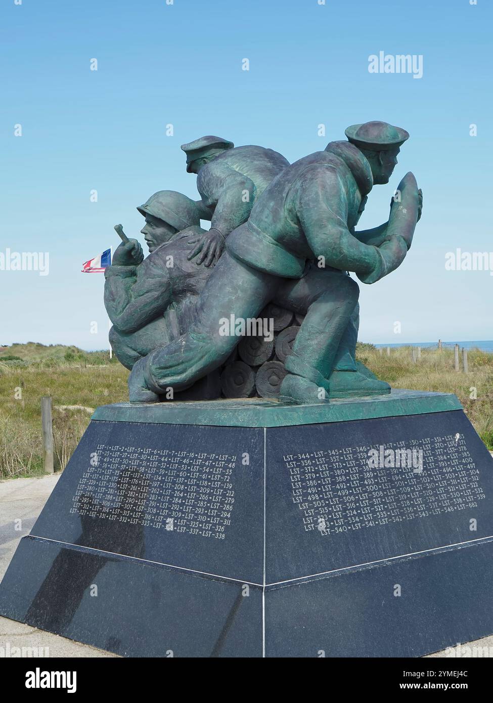 Il memoriale della Marina degli Stati Uniti nomina le navi coinvolte nell'invasione della Normandia. ,Utah Beach, Normandia, Francia Foto Stock