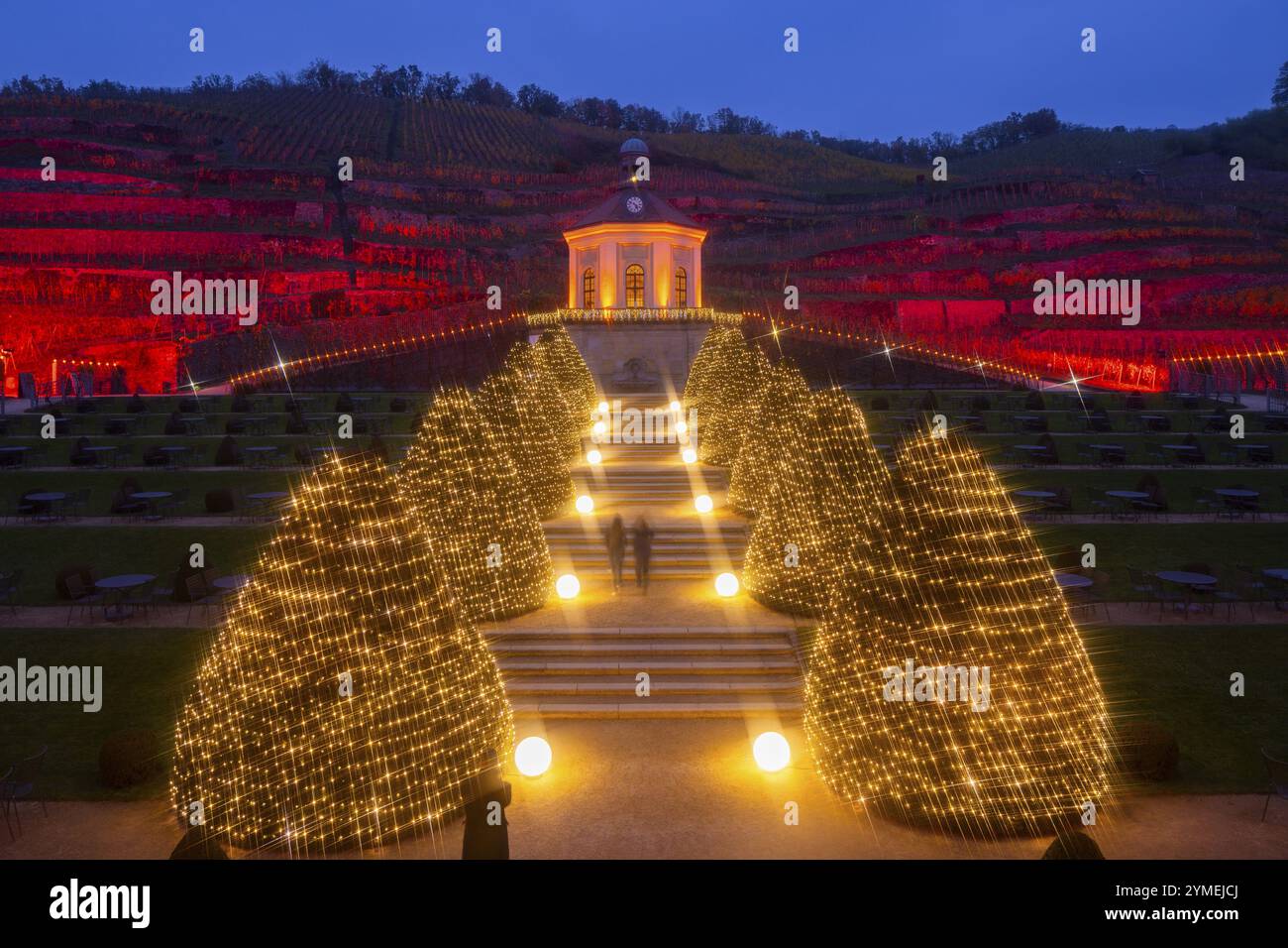 L'azienda vinicola Adventure risplenderà in uno splendore speciale dalla prossima settimana Radebeul, 1 novembre 2024 Dall'8 novembre, Schloss Wackerbarth illuminerà ancora una volta Foto Stock