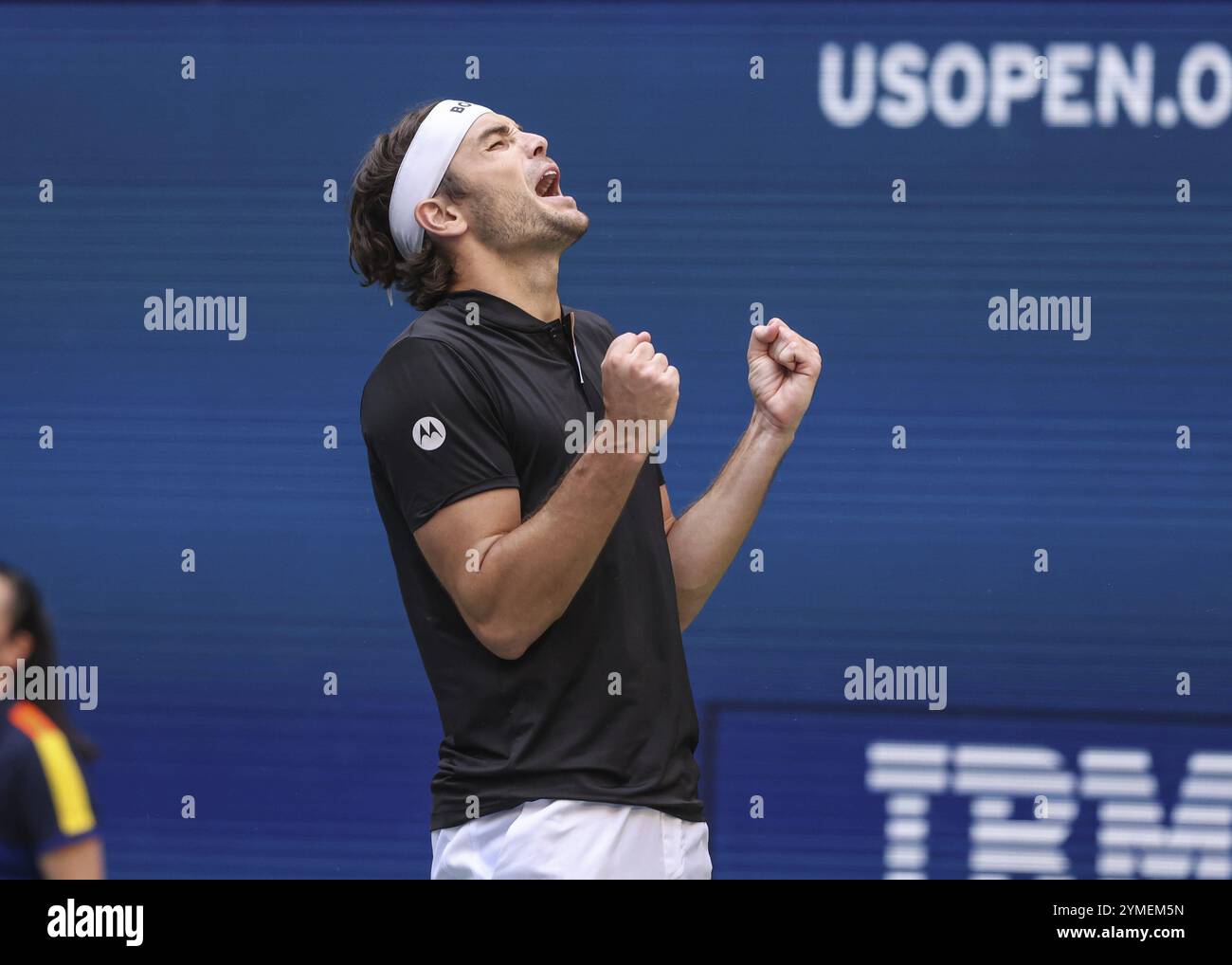 Il tennista Taylor Fritz festeggia gli US Open 2024 Championships, il Billie Jean King Tennis Center, Queens, New York, USA, Nord America Foto Stock