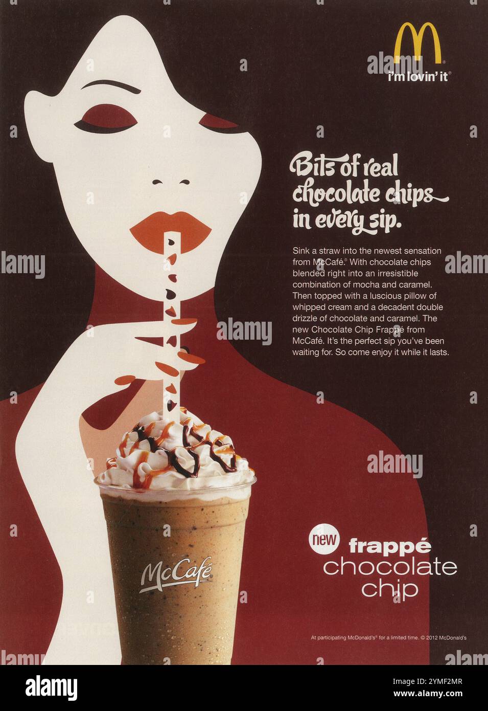 2012 pubblicità con gocce di cioccolato McDomalds McCafe Frappe Foto Stock