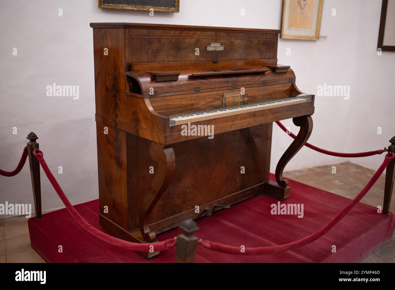 Il pianoforte oryginal Fryderyk Chopin in mostra al museo Valldemossa, Maiorca, Spagna. Foto Stock