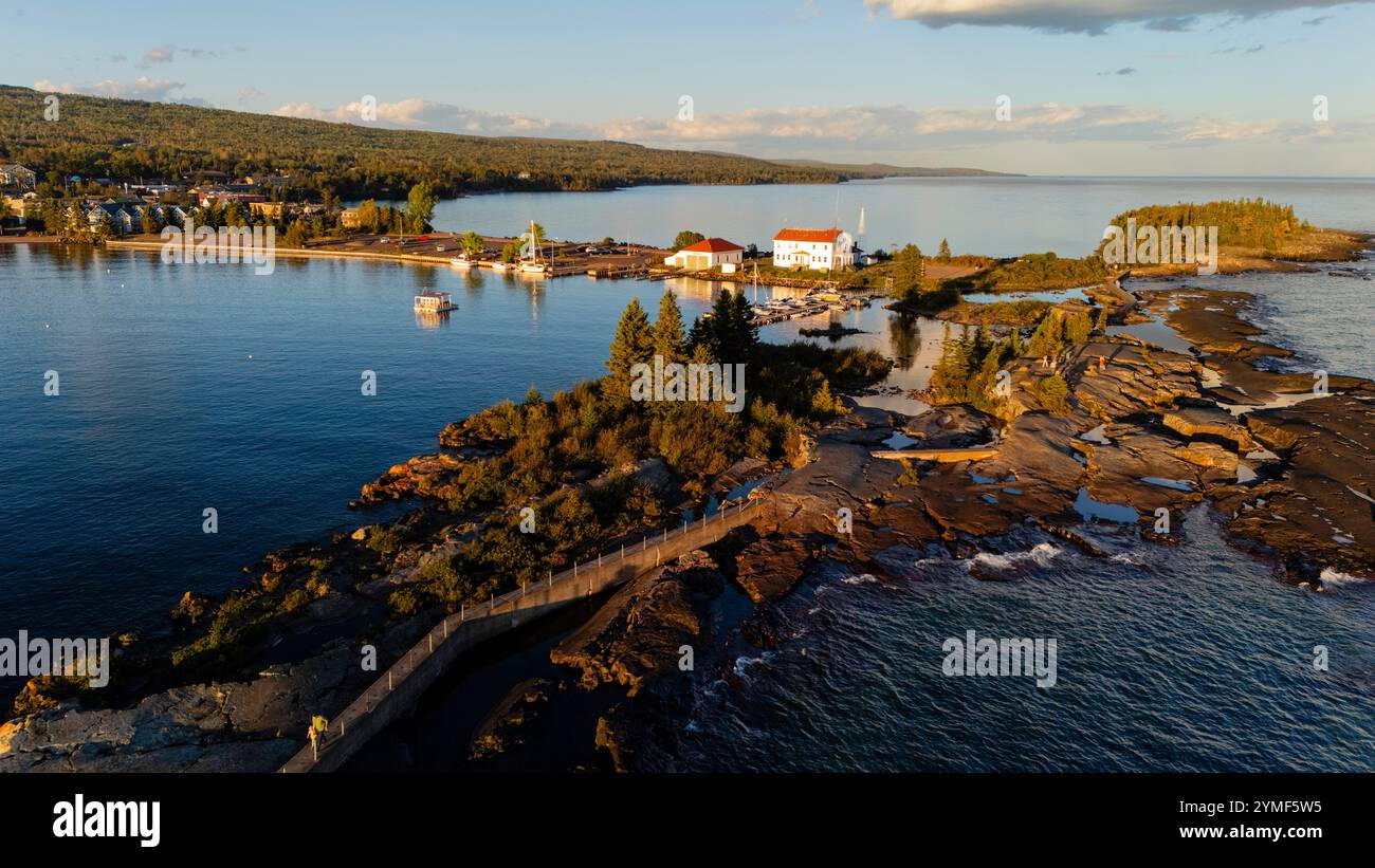 Fotografia aerea di Grand Marais, Minnesota, Stati Uniti. Foto Stock