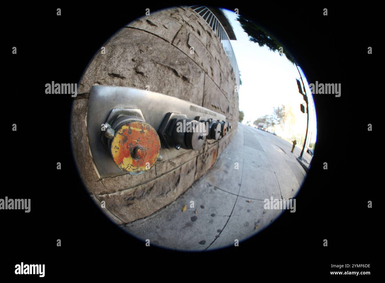 Valvole di collegamento dei vigili del fuoco di Los Angeles, centro Foto Stock Valvole di collegamento dei vigili del fuoco di Los Angeles, centro Foto Stock