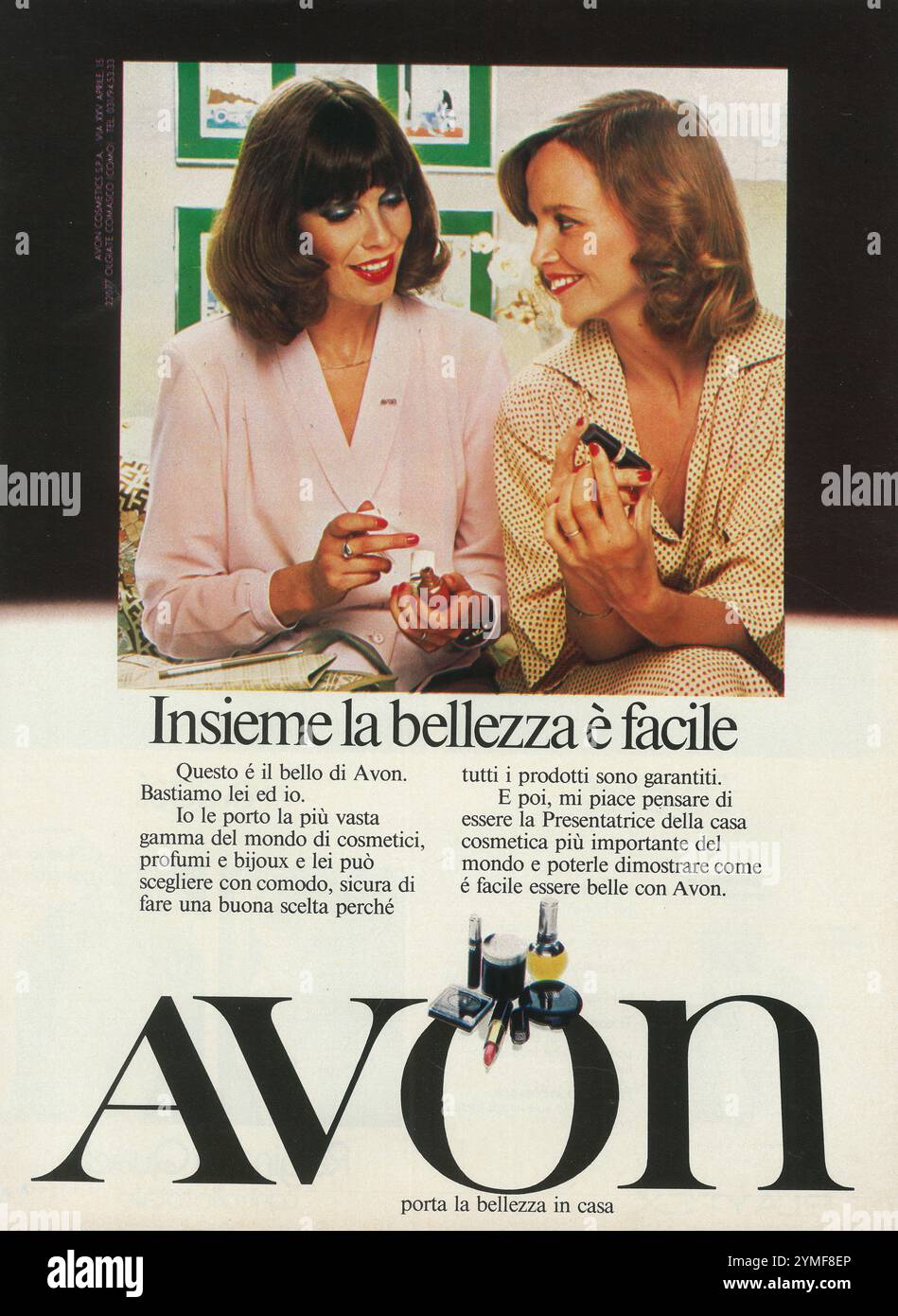 1980 AVON Make-up annuncio italiano Foto Stock