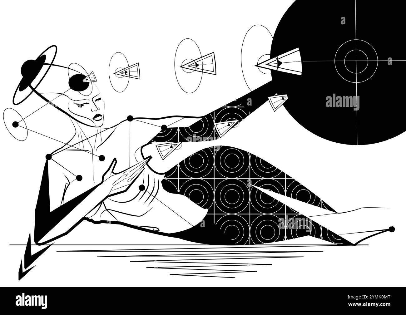 Lo spazio viaggia attraverso astronavi che entrano ed escono da un buco nero creato da un alieno Foto Stock