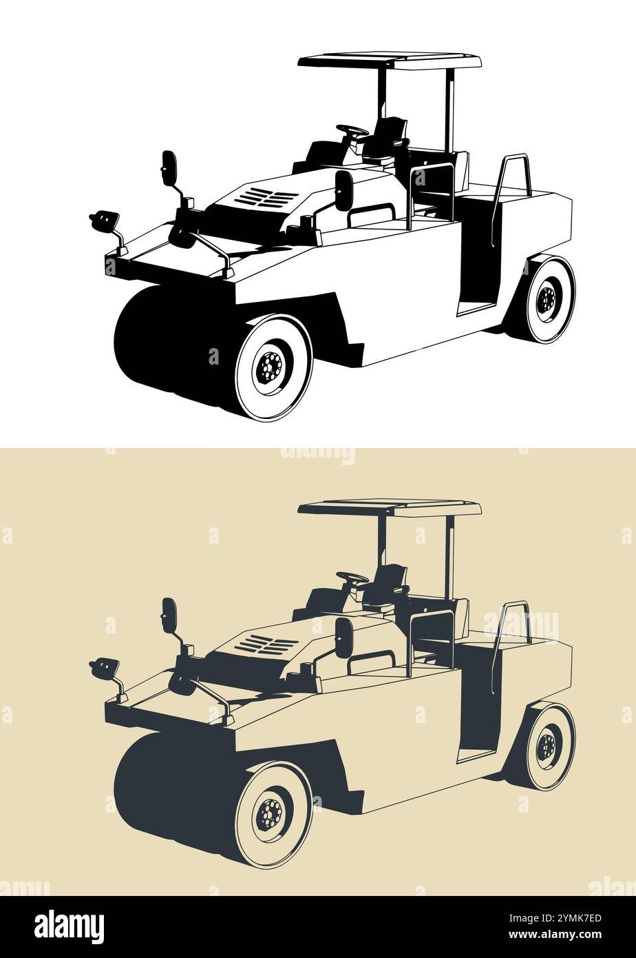 Illustrazioni vettoriali stilizzate del rullo pneumatico Illustrazione Vettoriale