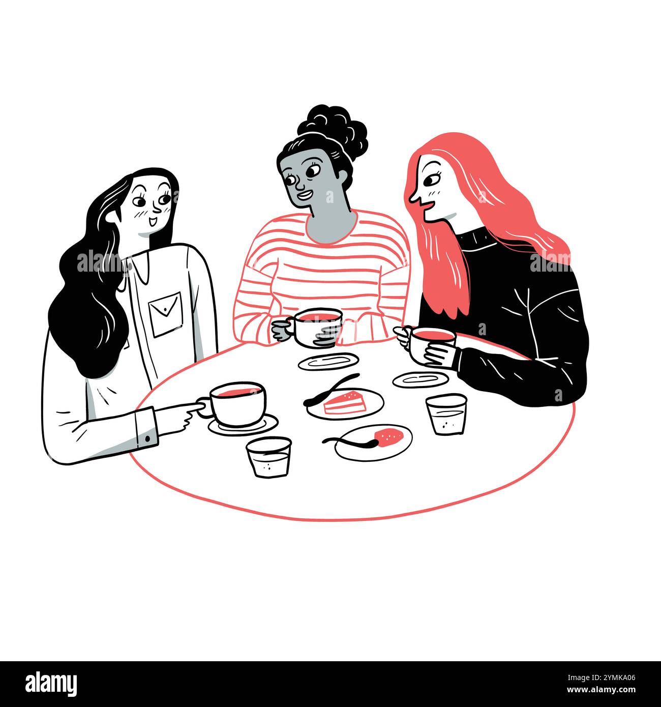 Coppia illustrata in abbigliamento tradizionale, stile cartoni animati che mostra amore e bellezza, arte vettoriale di persone, famiglia e romanticismo disegnato a mano Illustrazione Vettoriale