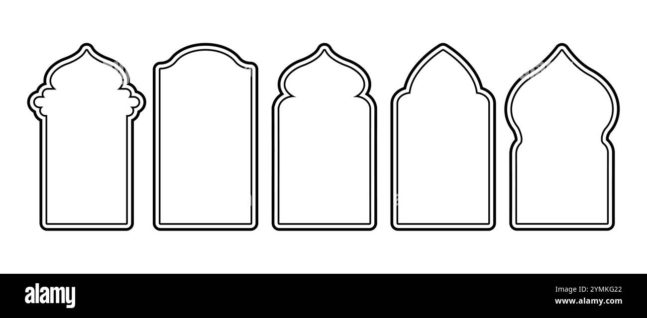 Forme del Ramadan. Architettura indiana. Sagome della porta araba. Illustrazione vettoriale in stile orientale Illustrazione Vettoriale