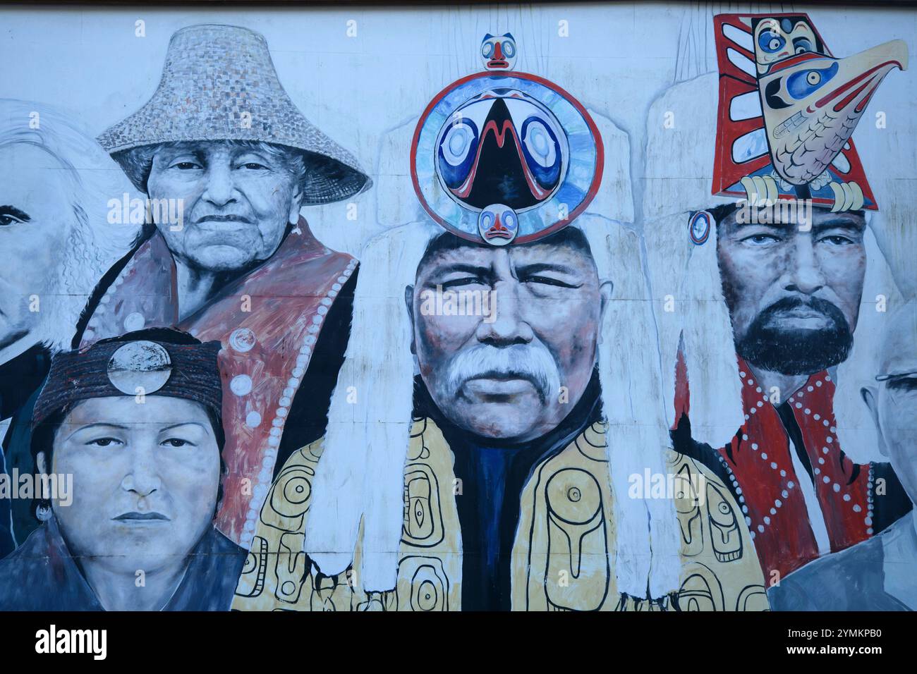 Canada, Columbia Britannica, costa centrale, Great Bear Rain Forest, bella bella, Tribal Mural, Haisla First Nation Mural Foto Stock