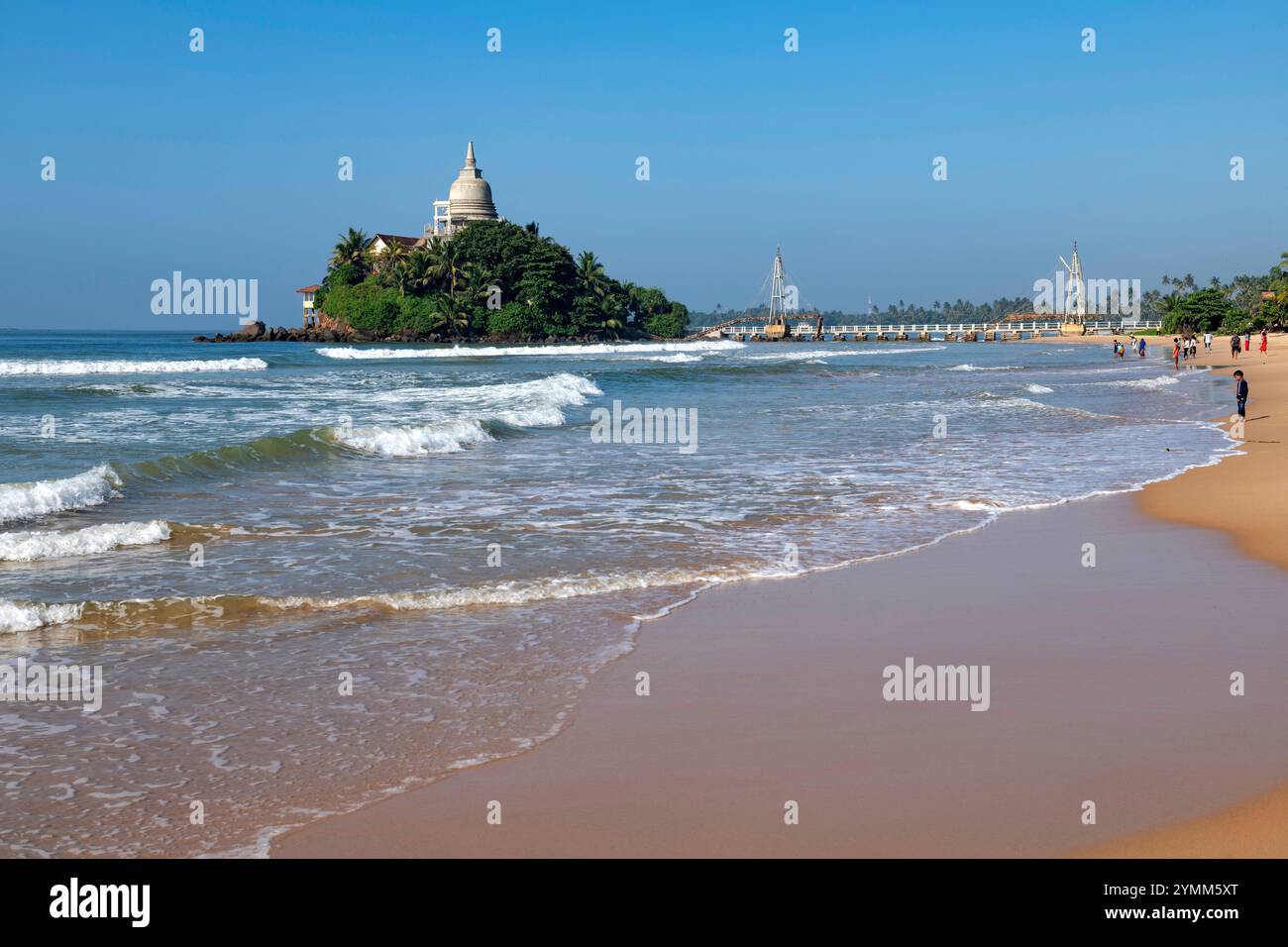 Sri Lanka, Provincia meridionale, Sud, Süden, Sud, Matara, ville, Staadt, città, città, plage, Strand, spiaggia, tempio bouddhiste, buddhistischer Tempel, BU Foto Stock