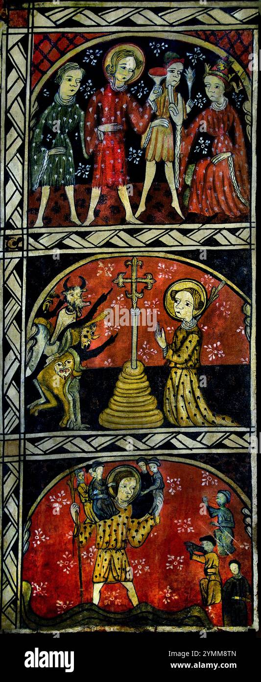Vita di San Cristoforo XIII secolo, Unkown Catalano spagnolo Pittore, Museo di Belle Arti, Louvre, Francia ( San Cristoforo era un uomo di grandi dimensioni e forza che si dedicò a Gesù aiutando i viaggiatori ad attraversare un fiume pericoloso. ) Foto Stock