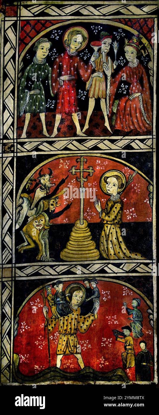 Vita di San Cristoforo XIII secolo, Unkown Catalano spagnolo Pittore, Museo di Belle Arti, Louvre, Francia ( San Cristoforo era un uomo di grandi dimensioni e forza che si dedicò a Gesù aiutando i viaggiatori ad attraversare un fiume pericoloso. ) Foto Stock