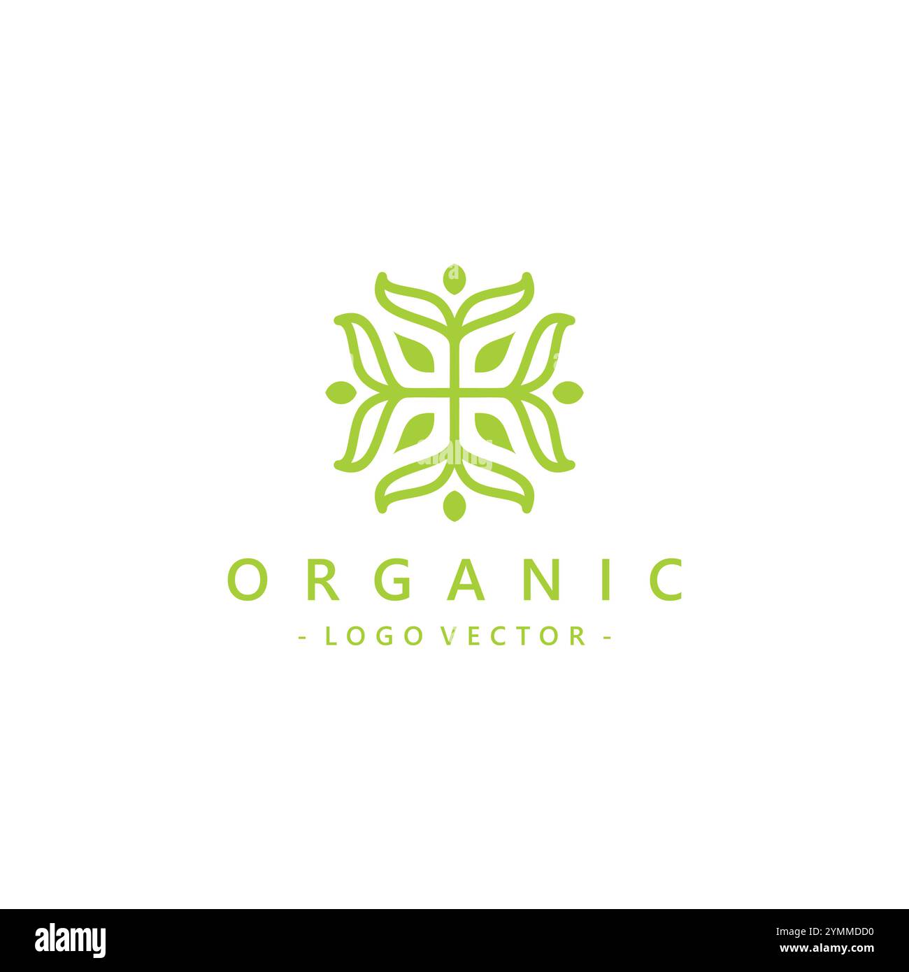 Modello di design con icona con logo ornamento in foglia floreale di lusso Nature. Logo Organic Illustrazione Vettoriale
