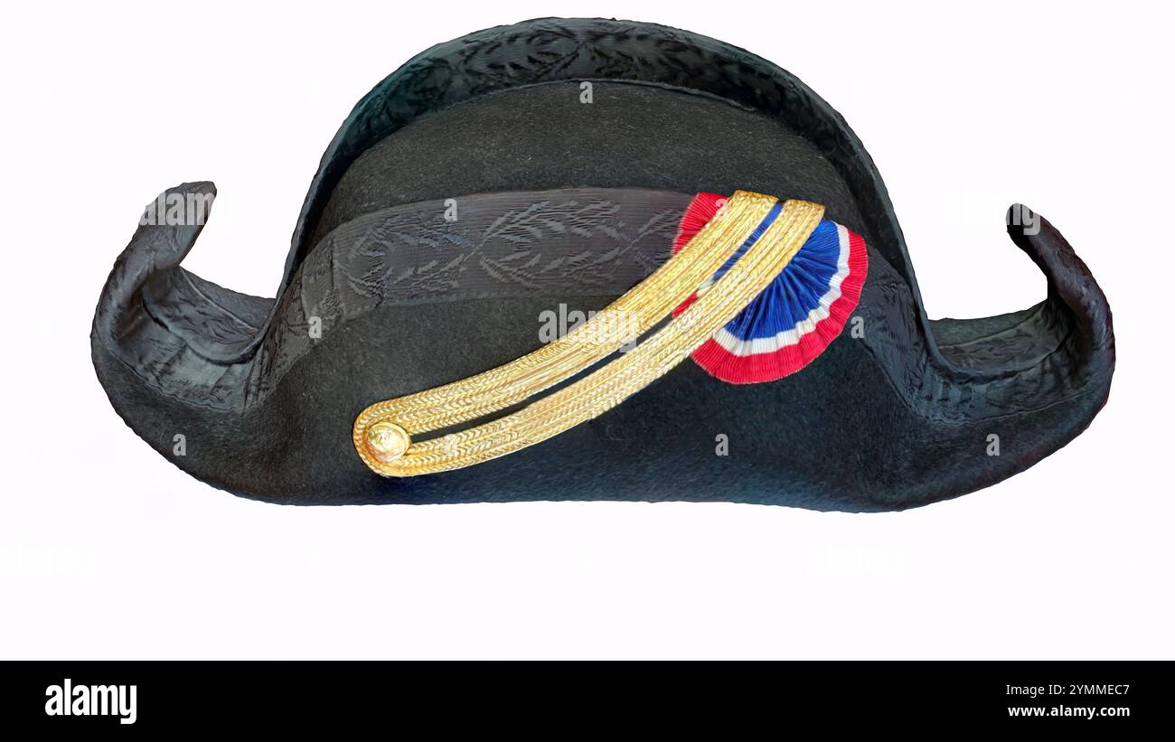 iconico cappello in pelle con sfondo bianco Foto Stock