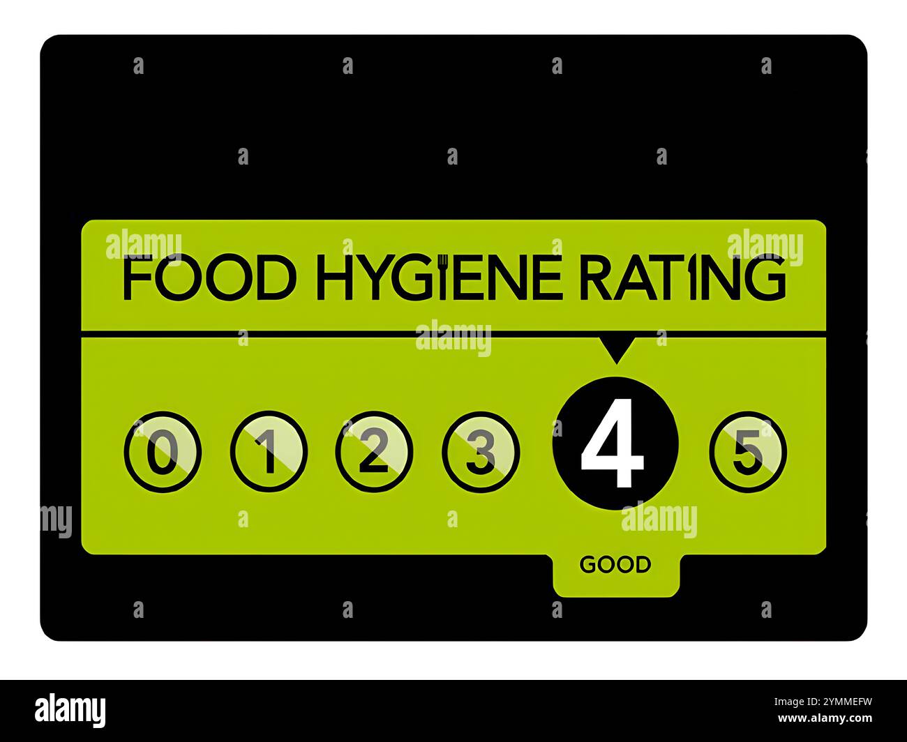 Food Hygiene rating 4 - BUONO, dalla Food Standards Agency del Regno Unito Foto Stock