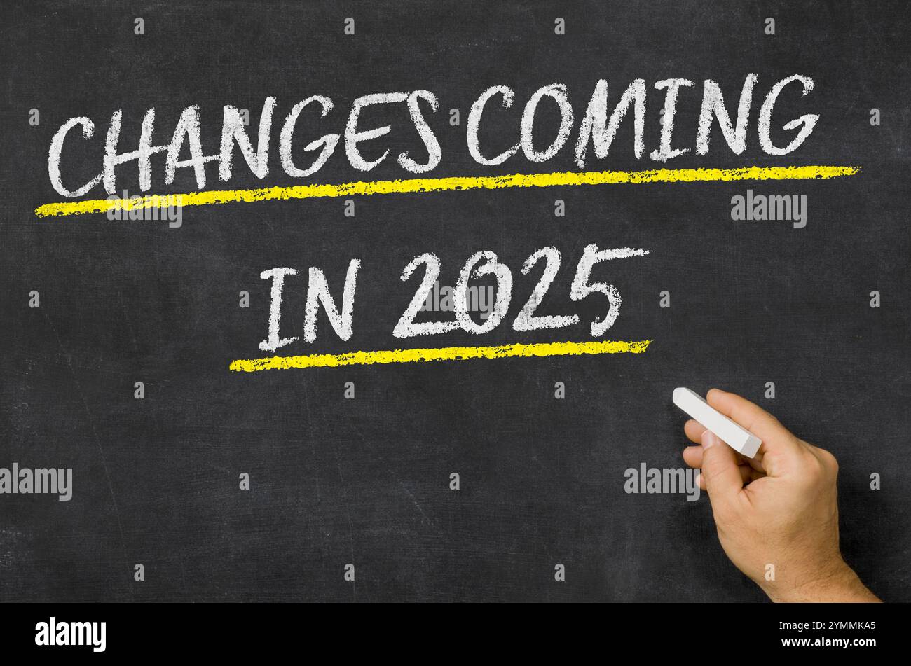 Cambiamenti in arrivo nel 2025 scritti su una lavagna Foto Stock