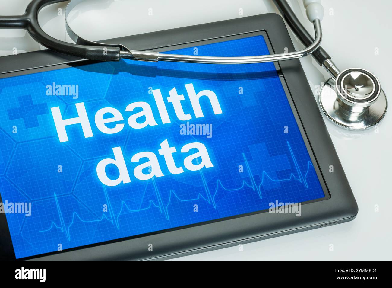 Tablet con il testo dati salute sul display Foto Stock