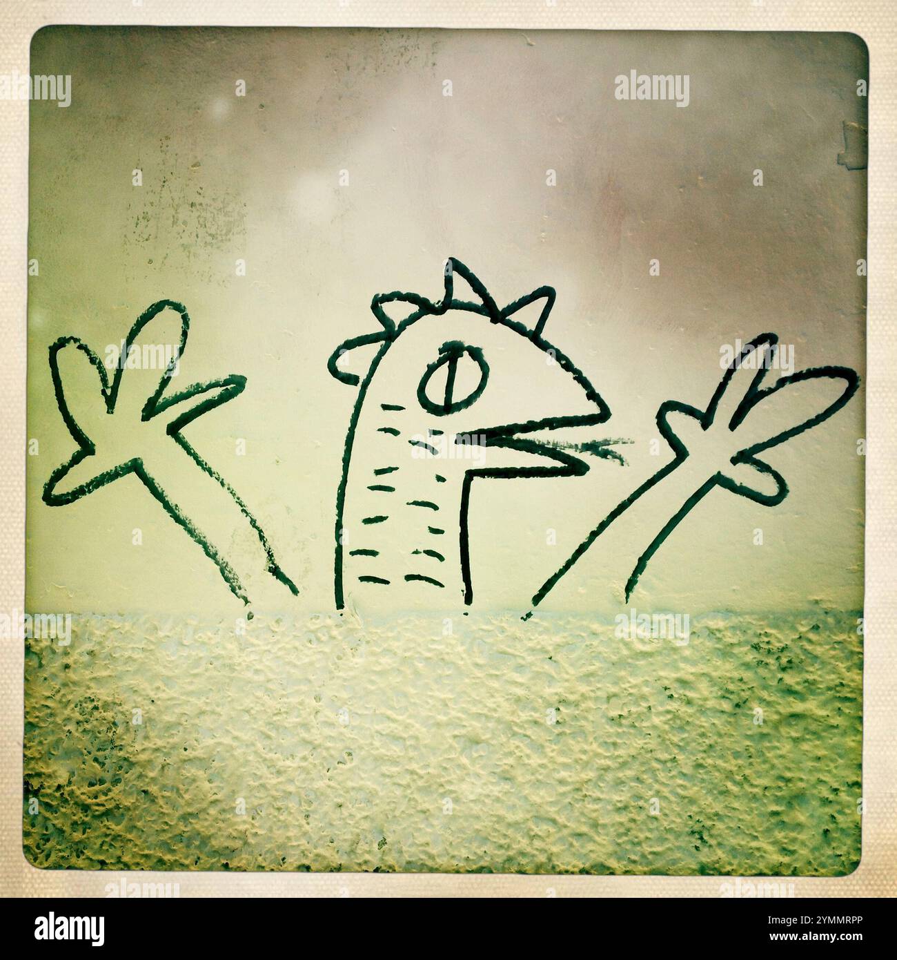 Un graffito di un animale è dipinto su un muro a Malaga, Spagna, 26 marzo 2012. Foto Stock