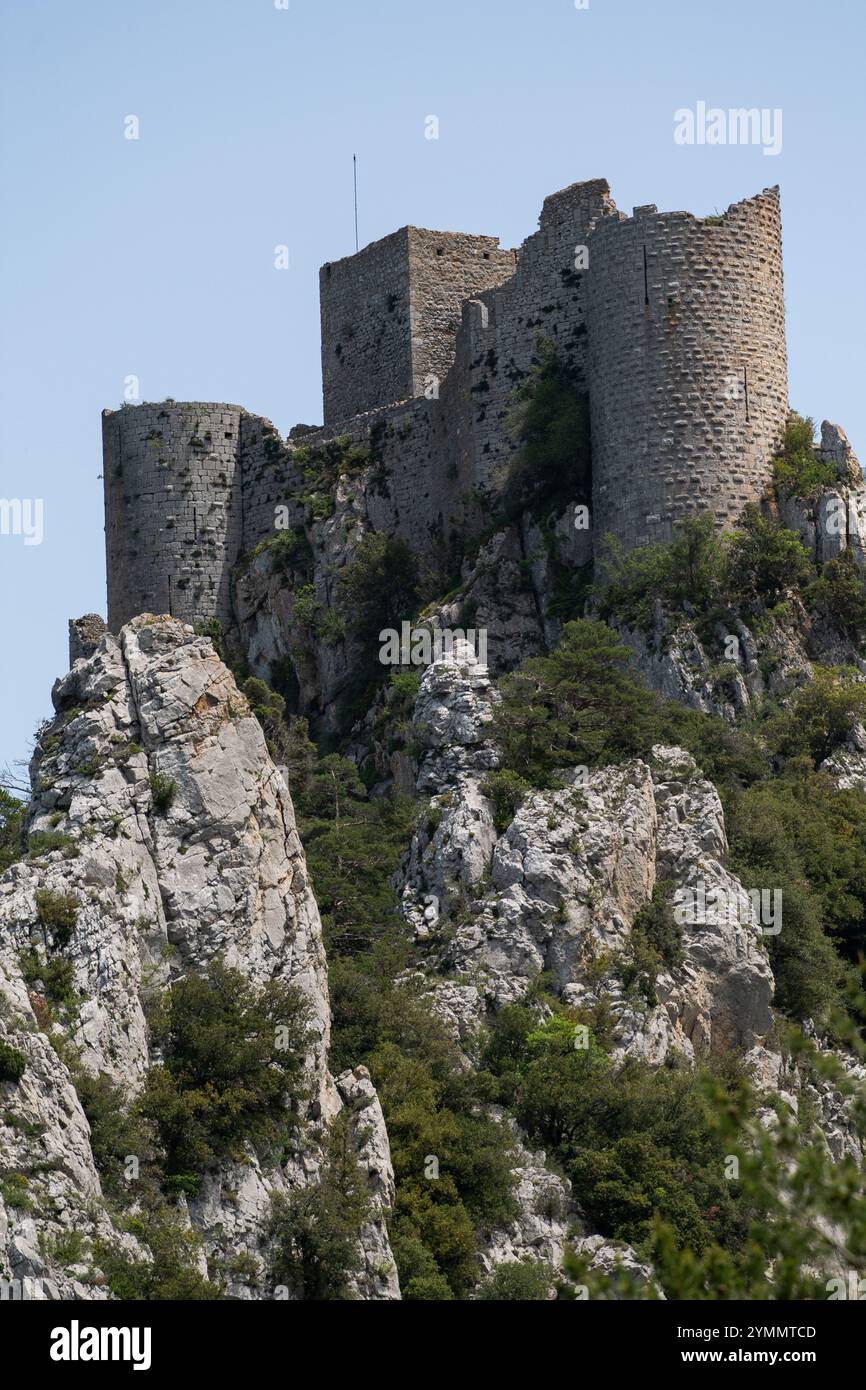 Château de Puilaurens, castello cataro registrato come National Historic Landmark (monumento storico francese) *** didascalia locale *** Foto Stock