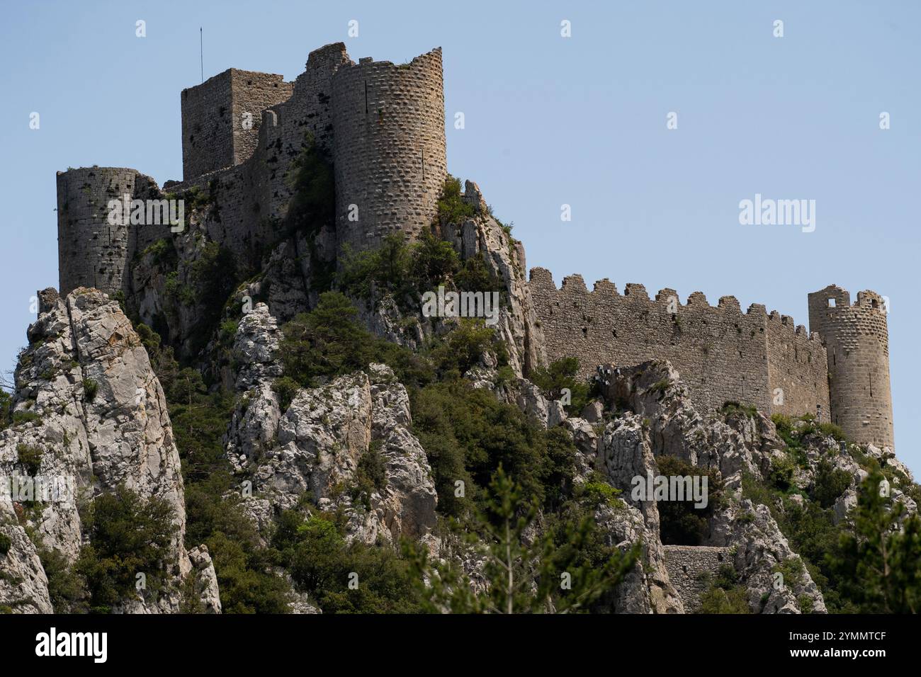 Château de Puilaurens, castello cataro registrato come National Historic Landmark (monumento storico francese) *** didascalia locale *** Foto Stock